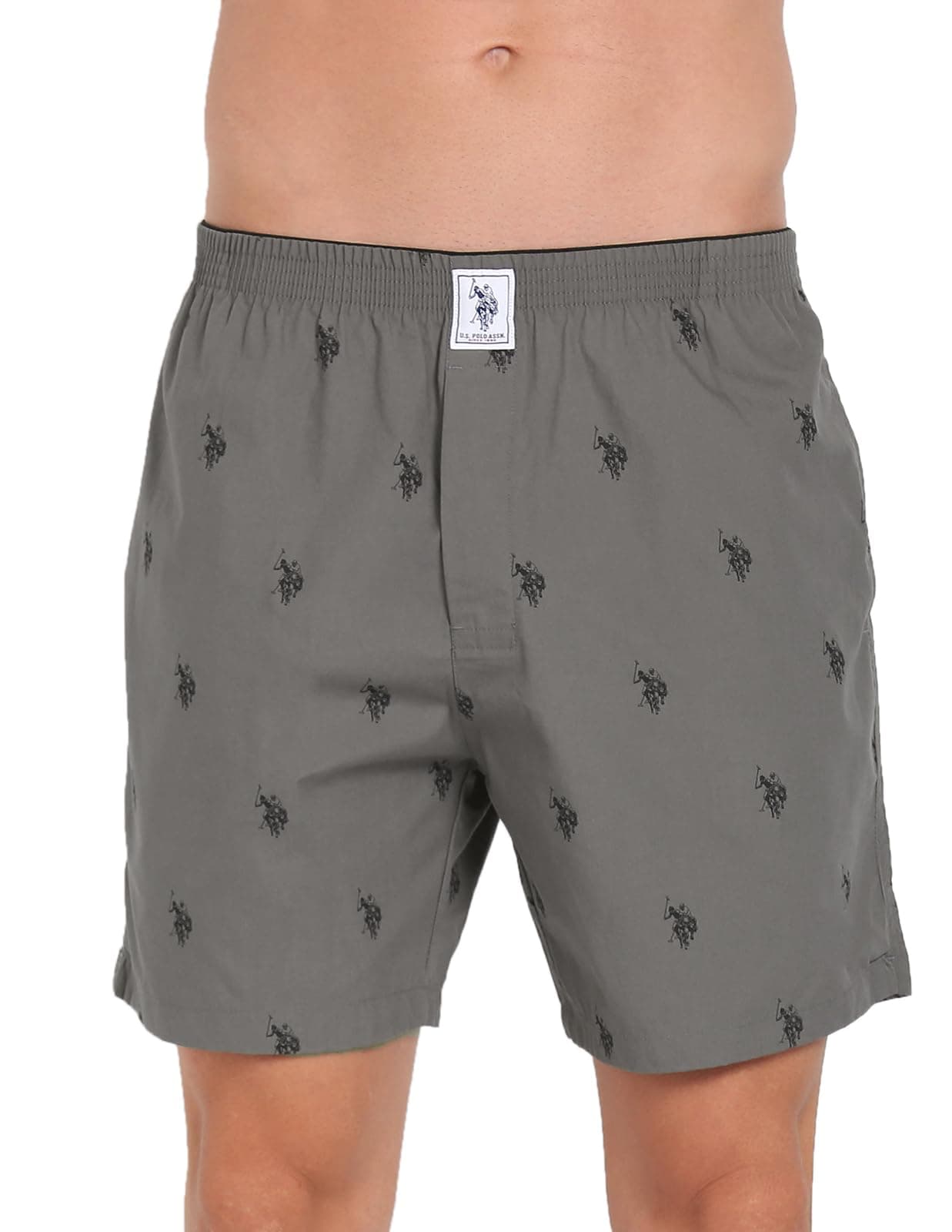 U.S. POLO ASSN.. Men's I021 Signature Logo Pure Cotton Boxers - Pack Of 1(I021-P1_Grey_XL)
