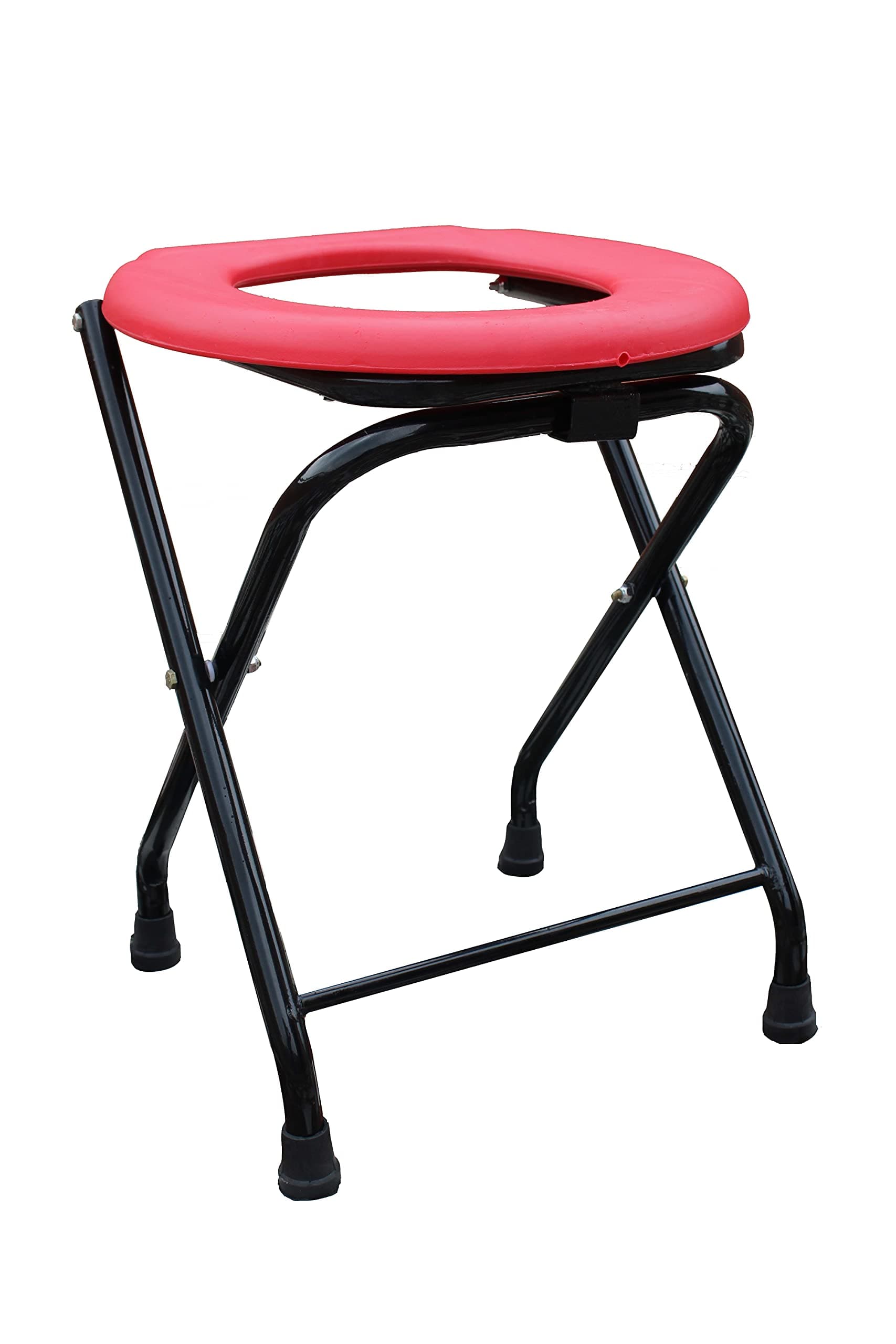 Kds Surgical Foldable bathroom stool Portable bedside commode seat With Back and Hand Rest shower stool for Pregnant Women elders Bathing chair Black Commode Chair/Stool - Red