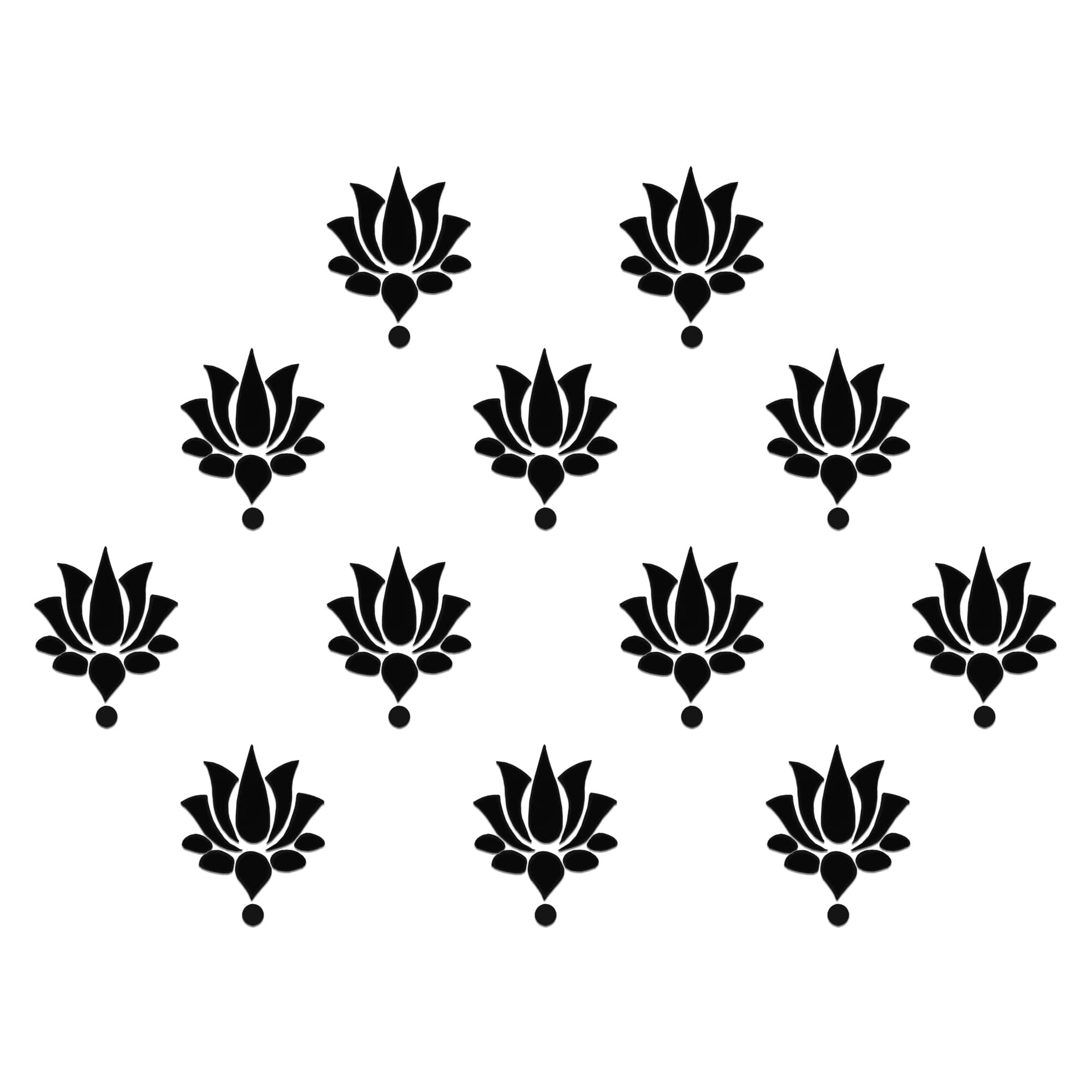 Comet Busters® Bindis – Reusable Black Lotus Design – 12 Bindis (10mm) – Designer Forehead Bindi Stickers for Women & Girls – (OBV2456)