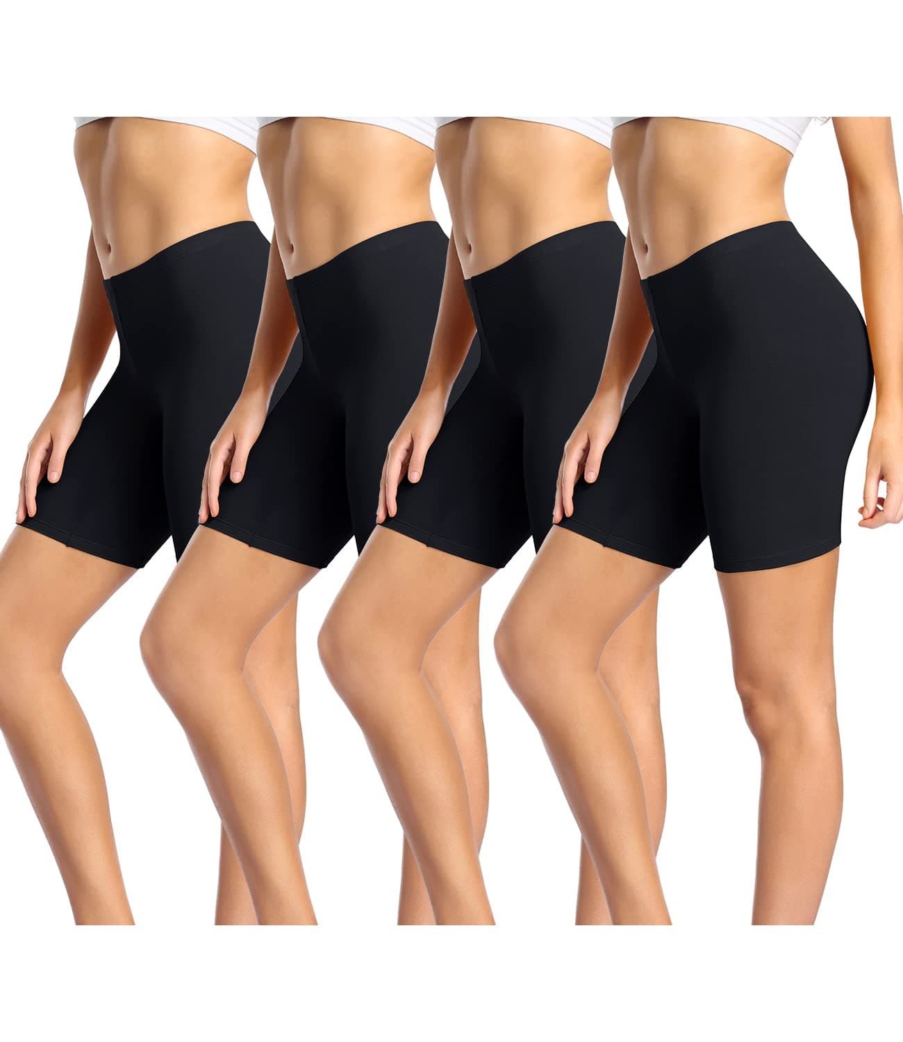 wirarpa Women's Cotton Boy Shorts Underwear Anti Chafing Soft Biker Short Long Leggings Plus Boy Shorts Panties Black 4 Pack Size L