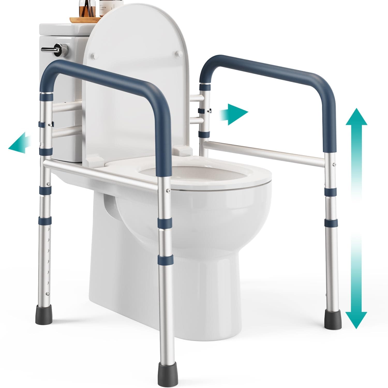 PELEGON Toilet Safety Rails (350LB) - Adjustable Toilet Safety Frame & Rails, Toilet Safety Rail for Elderly Adults, Toilet Handles for Seniors, Toilet Bars for Elderly, Disabled & Handicap
