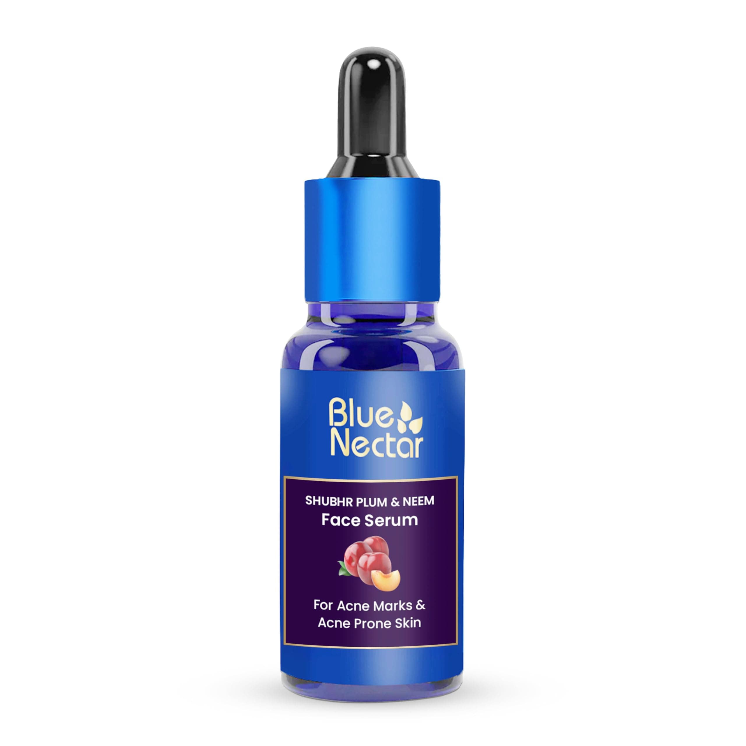 Blue Nectar Plum Face Serum for Acne Prone Skin and Acne Marks | Oil Free Anti Acne Serum for Oily Skin | Pore Minimizing Formula With Plant Based Vitamin C (8 Herbs, 30ml)