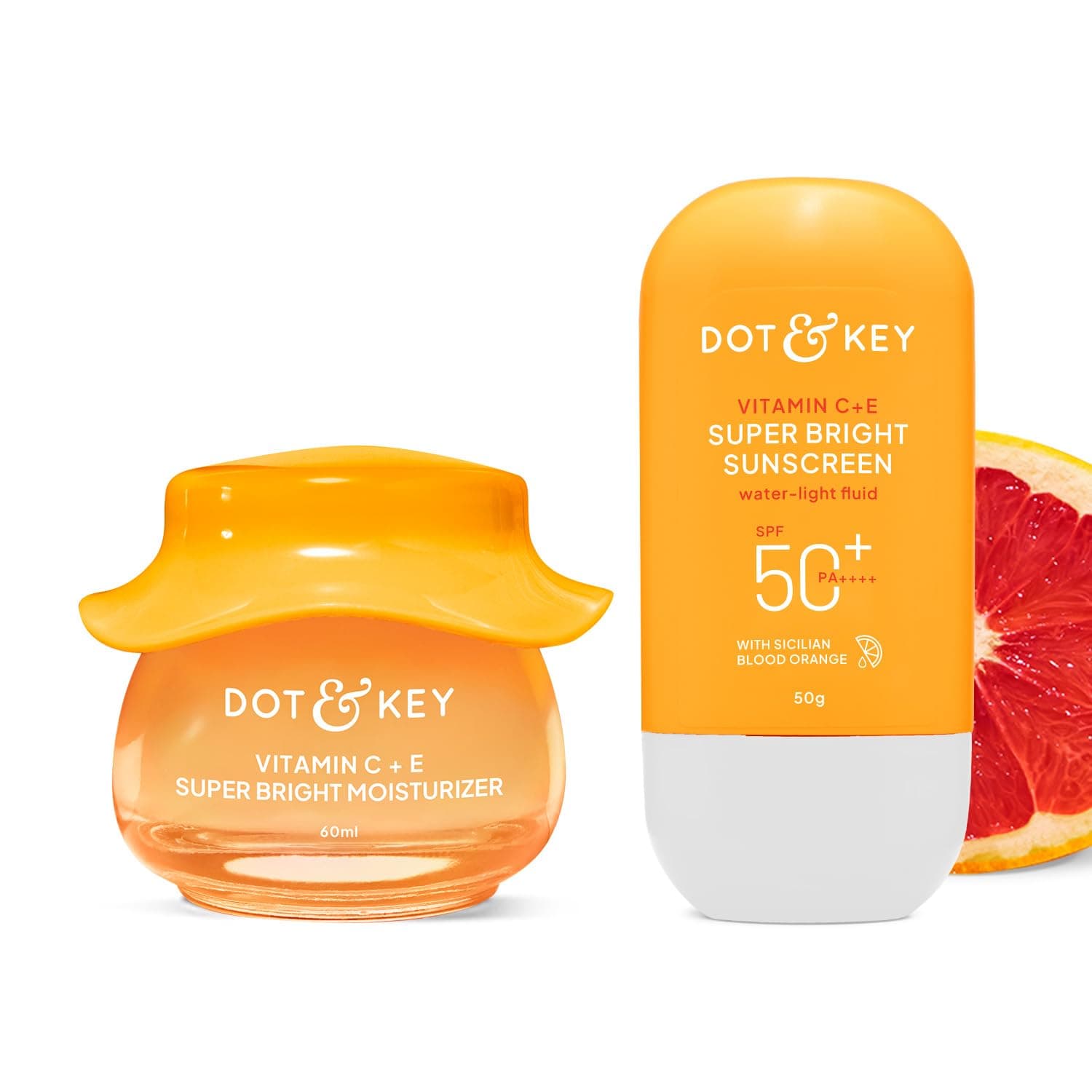 Dot & Key Vitamin C Daily Glow Essentials Skin Care Combo (Vitamin C Sunscreen SPF 50 PA+++ 50gm & Vitamin C Moisturizer 60gm)|For Glowing Skin|For Women & Men, For all skin type