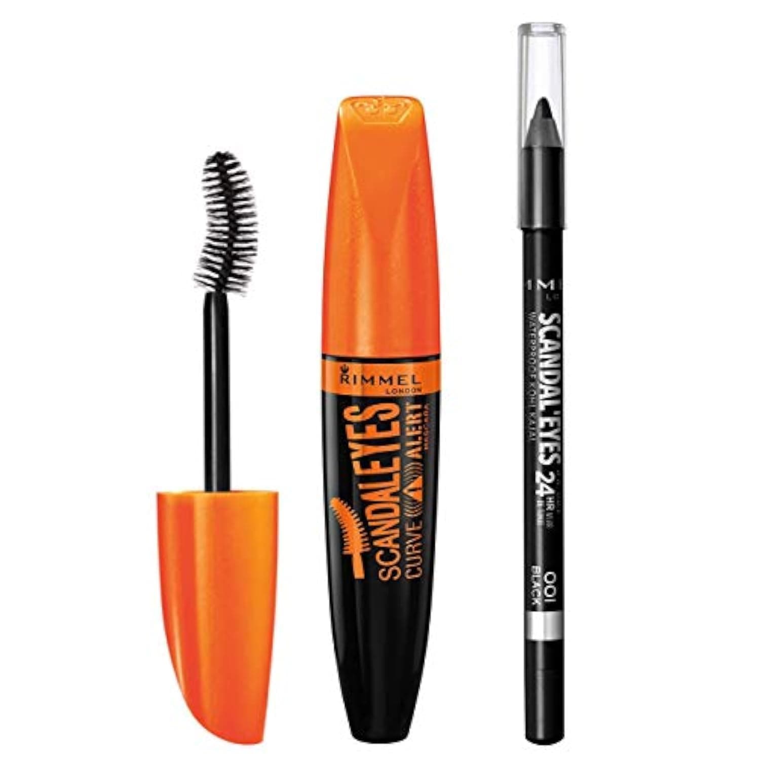 Rimmel ScandalEyes Curve Alert Mascara with ScandalEyes Waterproof Kohl Kajal Liner, 1 Set, Combo.