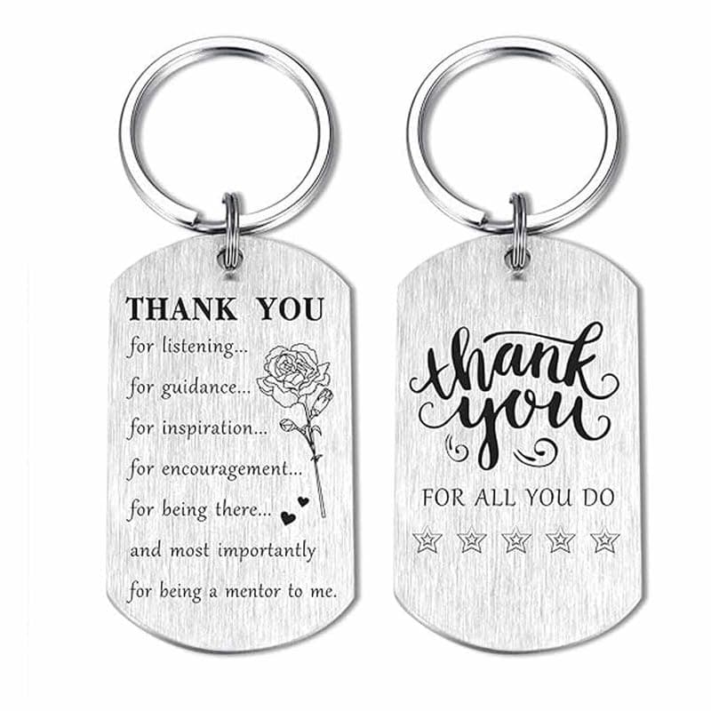 M Men Style Thank You for All You Do Thanksgiving Gift Silver Stainless Steel Keychain for Men and Women KeyS13