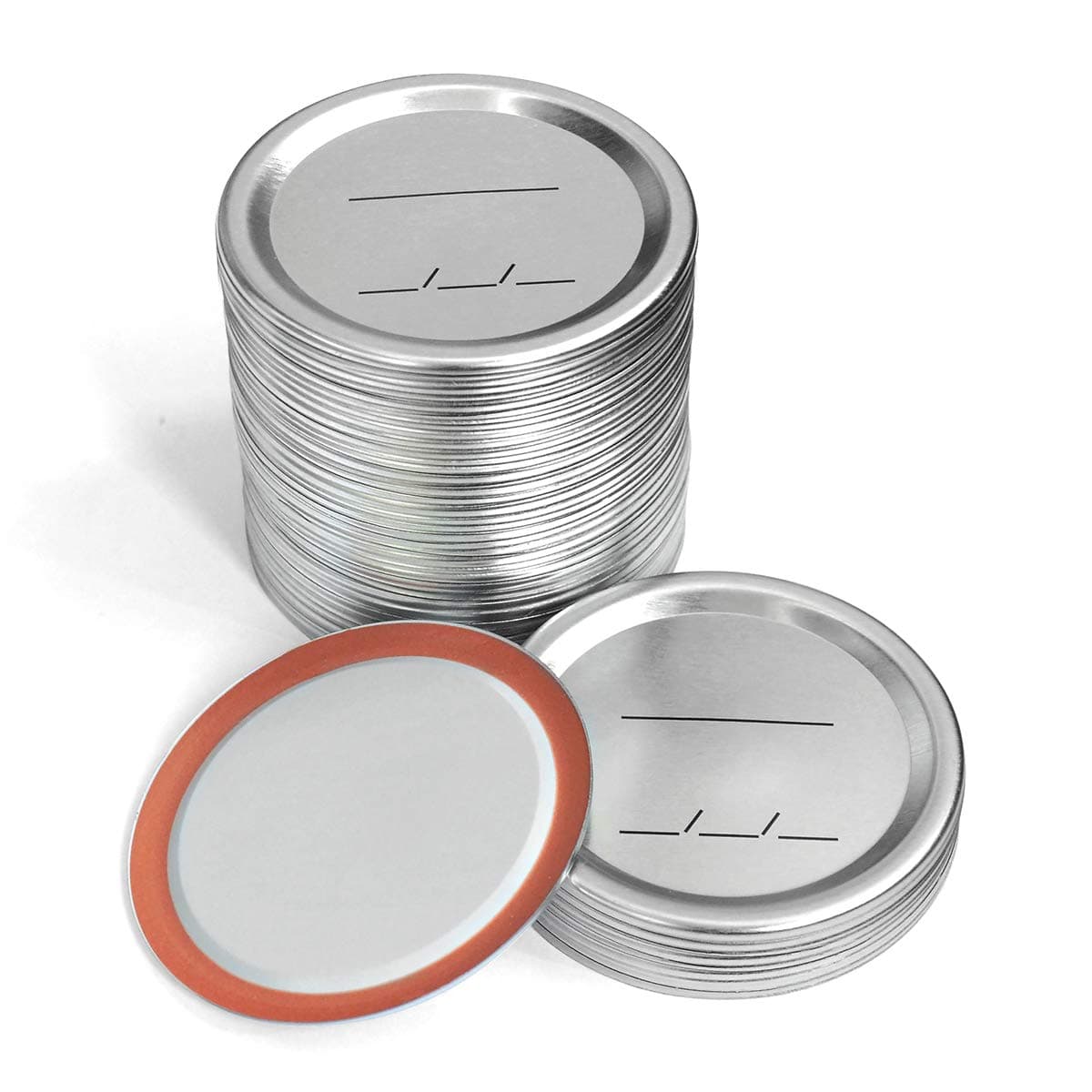 Canning Lids Regular Mouth For Ball/Kerr Jars, Split-Type Metal Mason Jar Lids with Silicone Seals, Silver, 24 Count