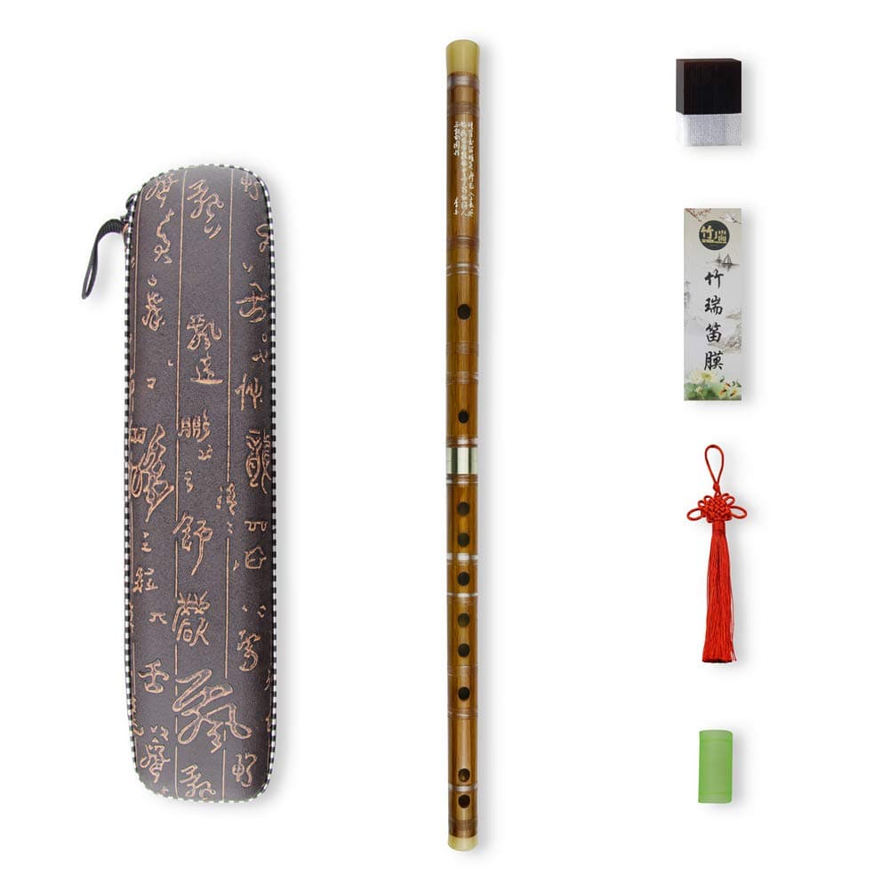 C Key Dizi Bamboo Flute for Beginners with Free Membrane & Glue & Protector Set Traditional Chinese Instrument