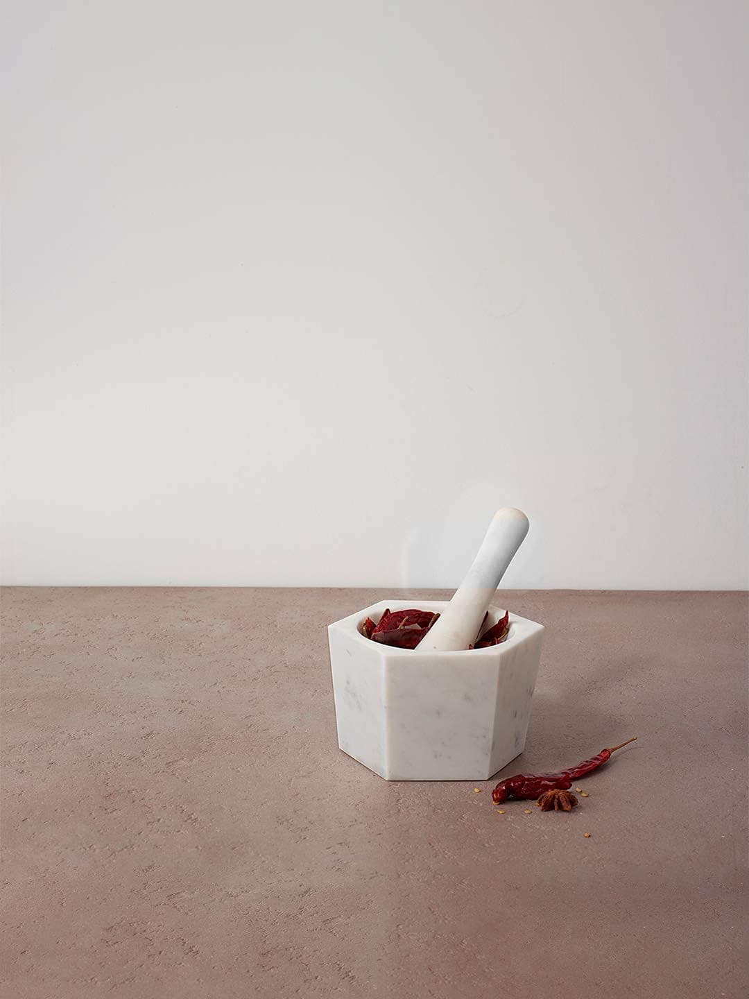Ellementry Erebus Marble Mortar and Pestle Set | Khalbatta Stone/Imam Dasta/Okhli Masher/Kharal/Kundi Sota | Natural & Traditional Spice Grinder for Kitchen