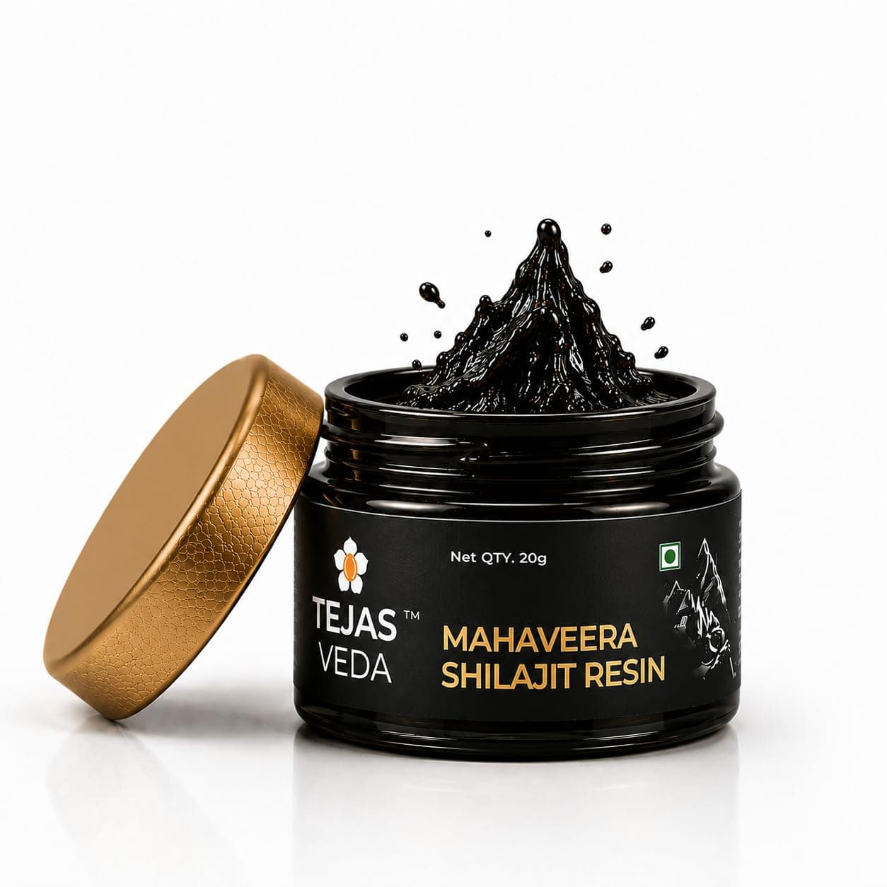 Tejas Veda Mahaveera Shilajit/Shilajeet Resin (20g) | Pure Himalayan Shilajit with Cordyceps, Ashwagandha & Safed Musli | 70% Fulvic Acid & 80 Minerals | Energy, Stamina, Strength & Vitality Support