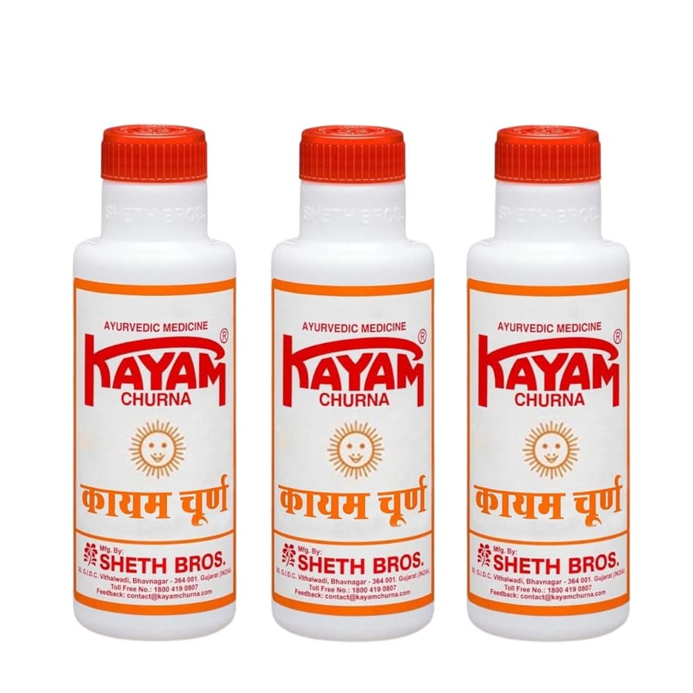 Kayam Churan, Solution to Constipation, Kayam Churna Powder, Ayurvedic Medicine to Help Reduce Acidity & Aid Digestion, 100gm | Pack of 3