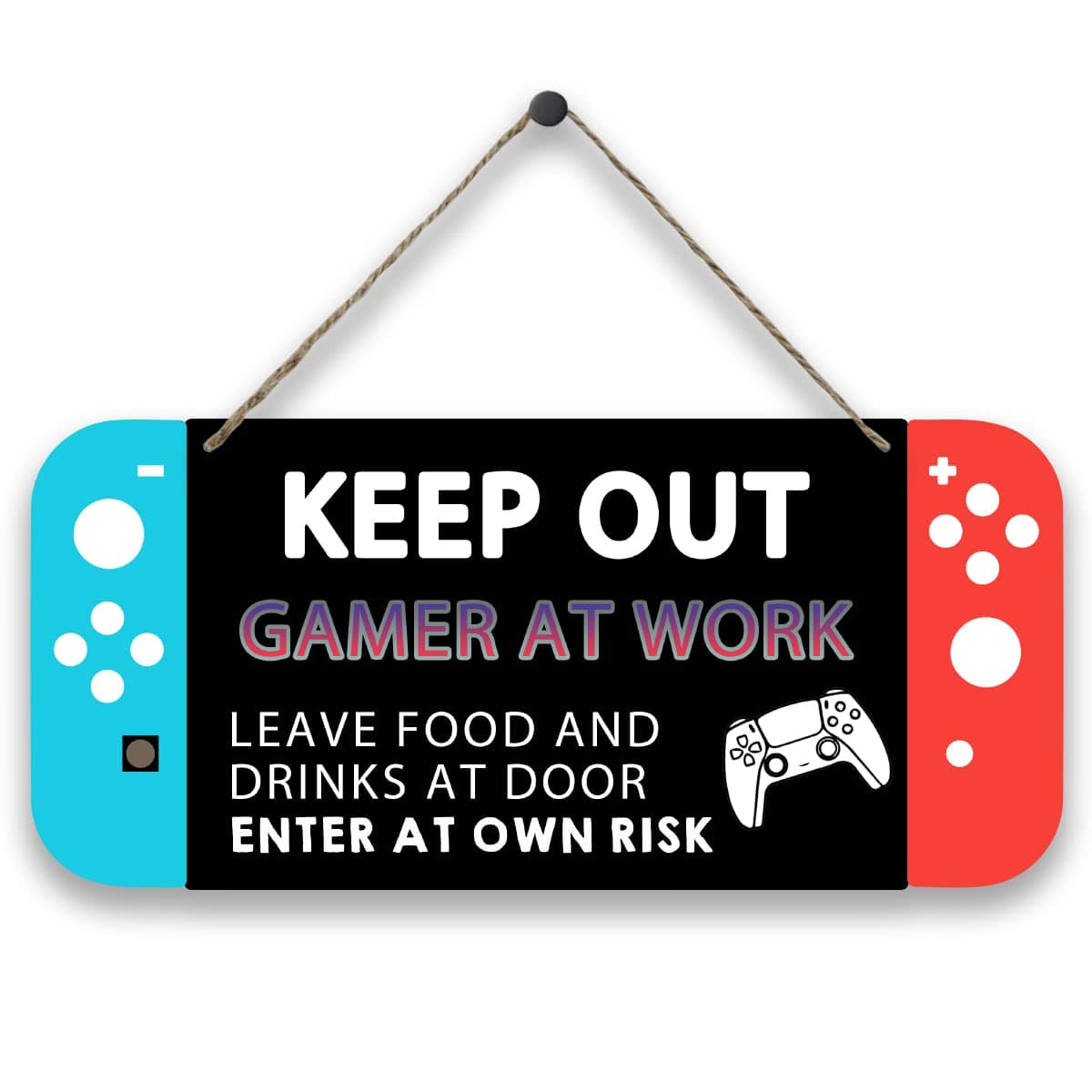 Gaming Zone Wood Sign Plaque, Vintage Gamepad Shaped Wooden Hanging Sign Decor for Arcade Room Game Room Playroom Party Gift for Boy