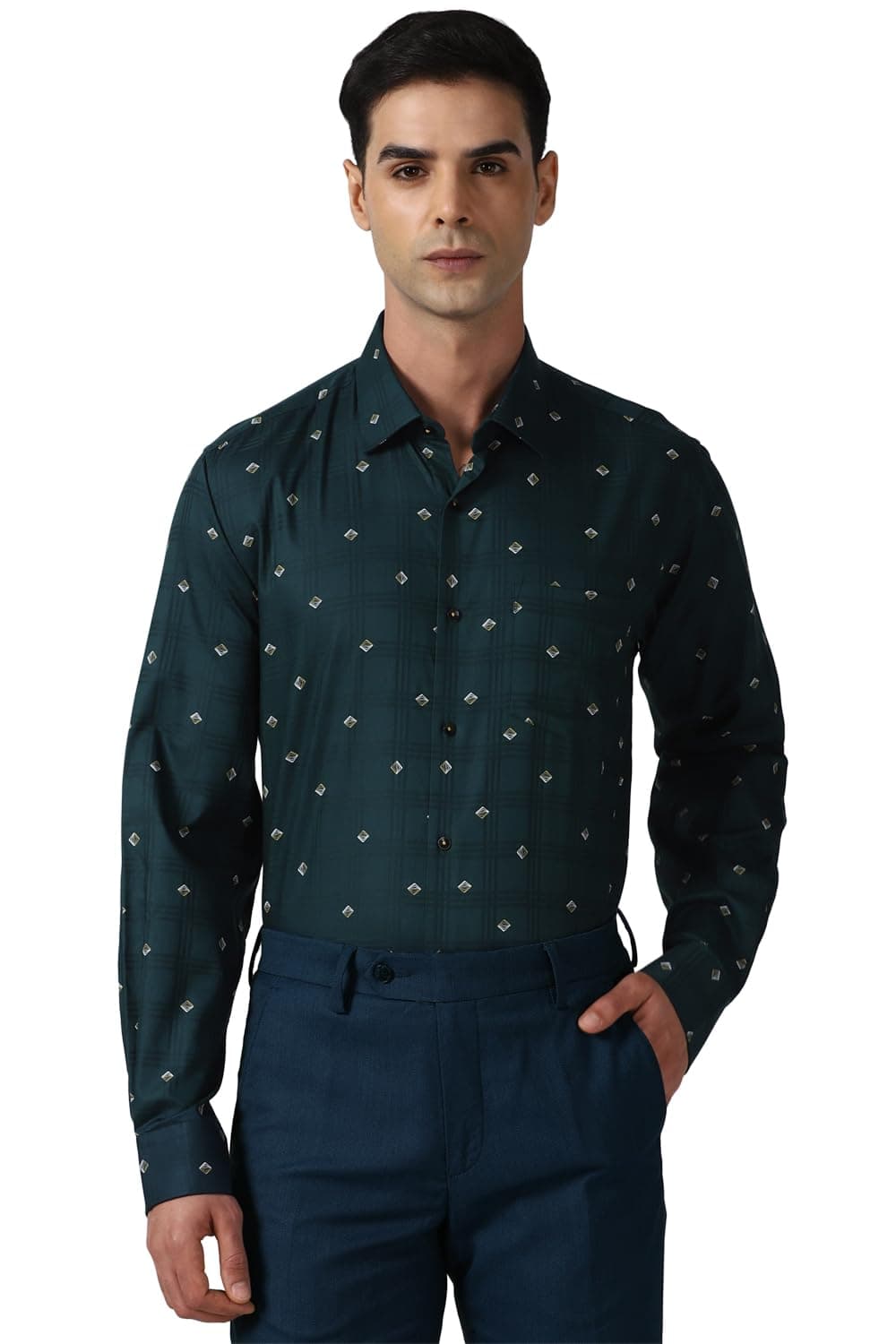 Van Heusen Men's Cotton Printed Regular Fit Formal Shirt
