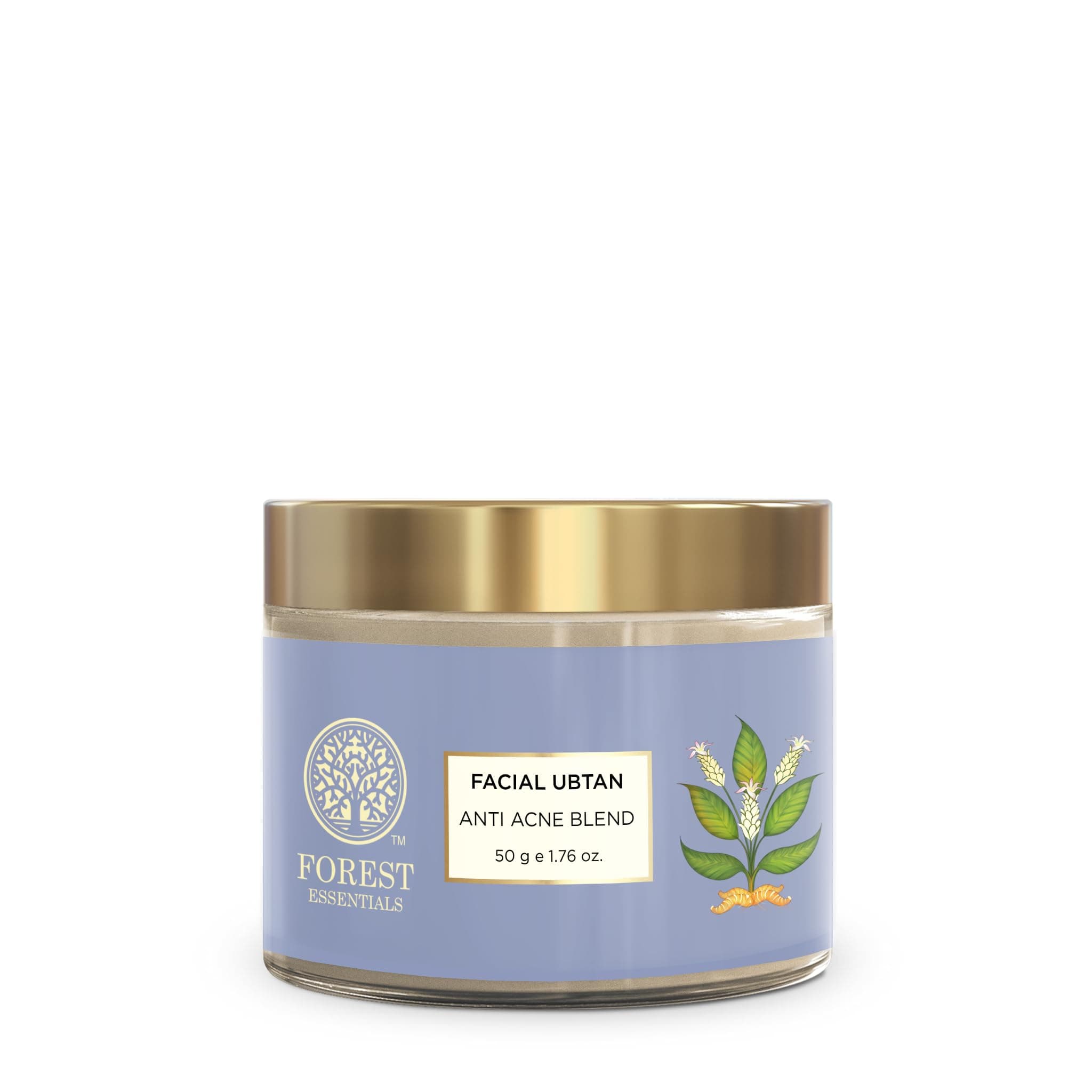 Forest Essentials Facial Ubtan Anti Acne Blend | Multani Mitti | Ayurvedic Face Pack for Acne Prone Skin | Removes Pigmentation, Blemishes, Acne Scars | With Neem & Turmeric, 50 gram