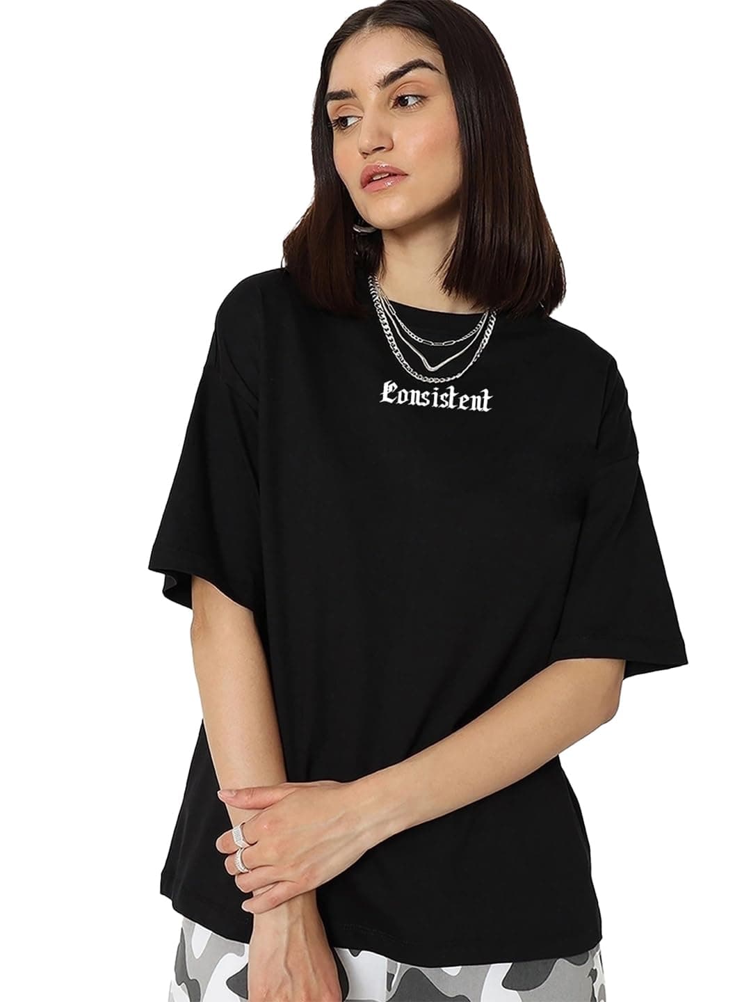 Bewakoof Women's Graphic Printed 100% Cotton T-Shirt - Oversized Fit, Round Neck, Half Sleeves