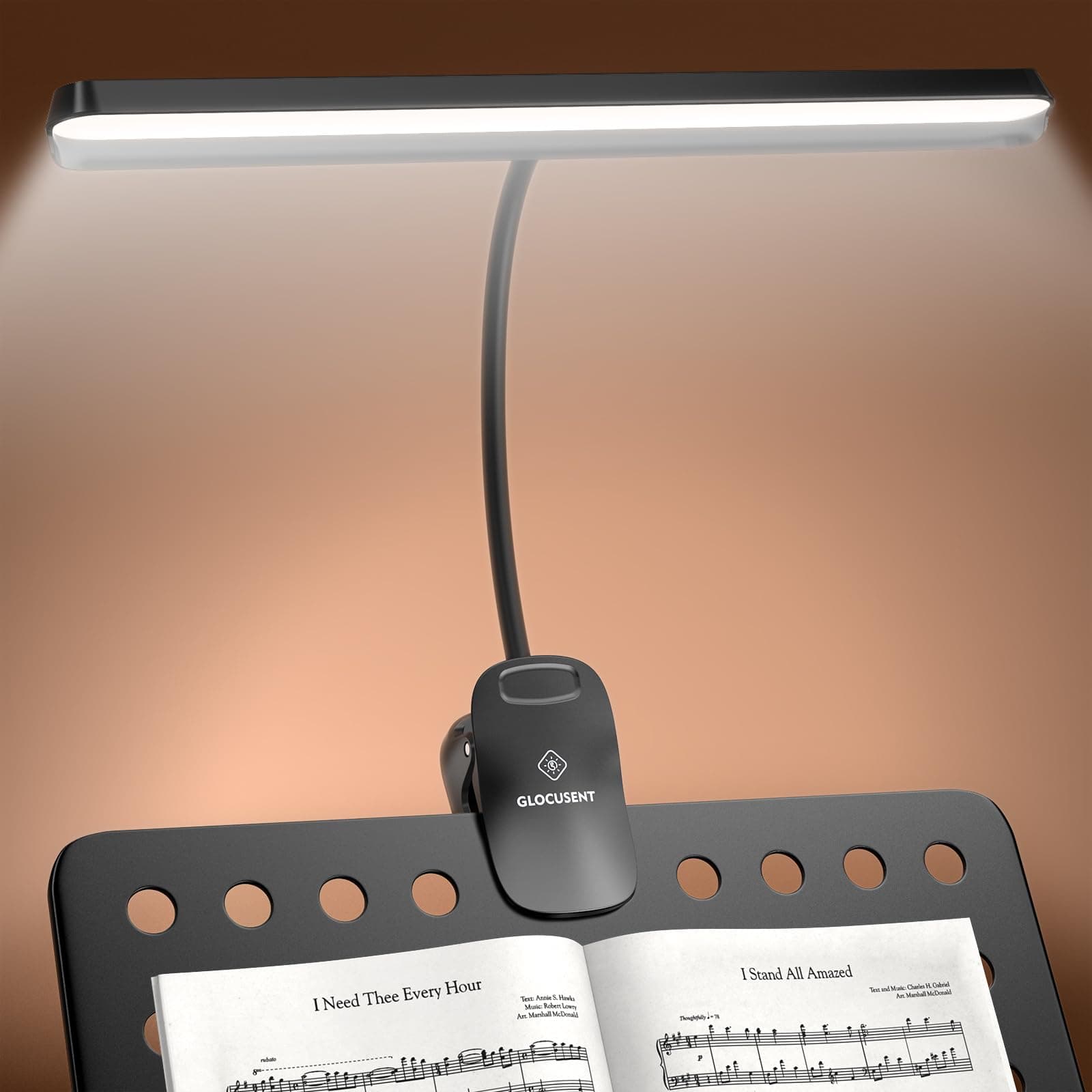 Glocusent 81 LED Music Stand Light, Super Bright & Eye Caring Piano Light, 3 Colors & 5 Brightness Piano Lamp with Shield, Rechargeable Long Lasting to 150-Hr, Perfect Lighting for Music Stand, Piano