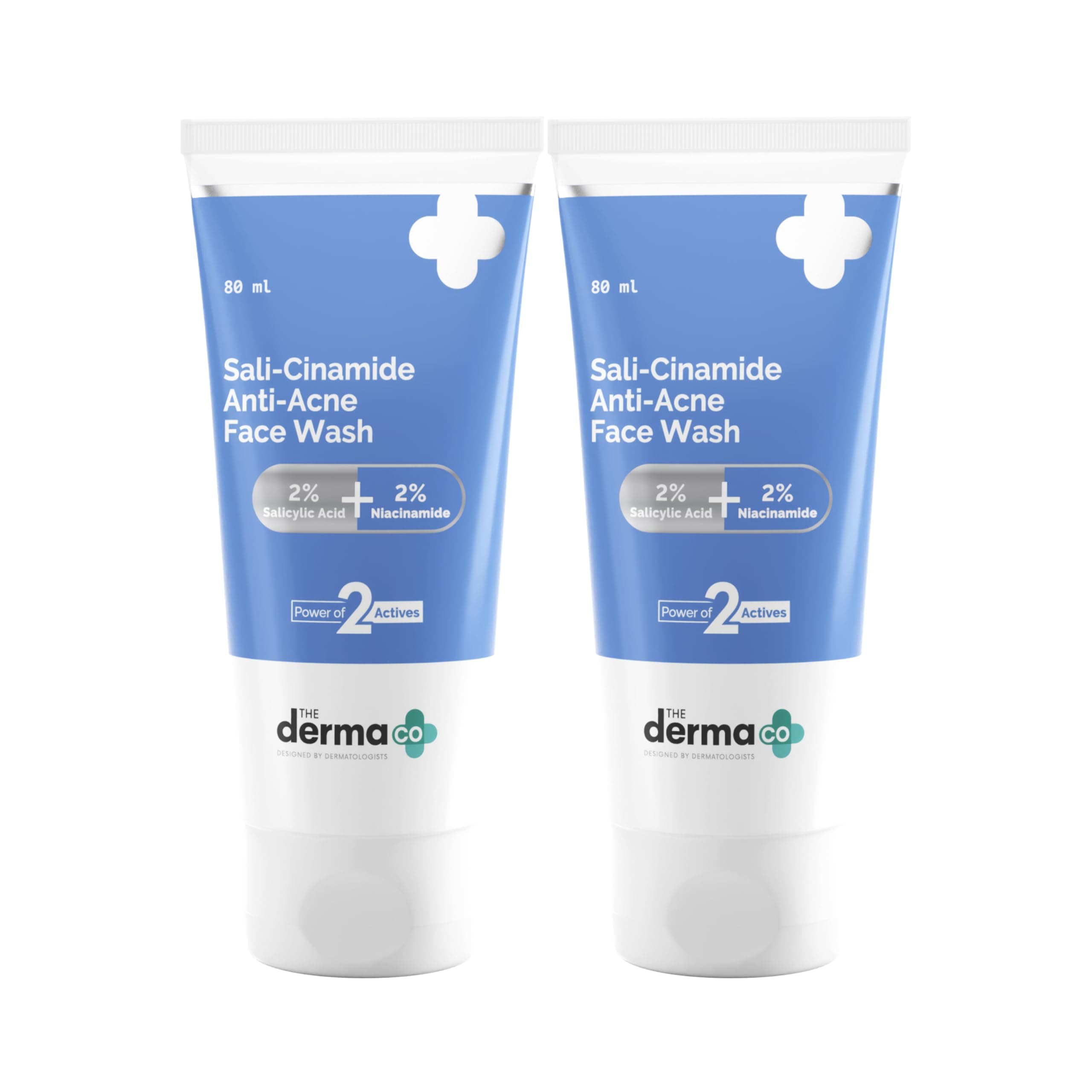 The Derma Co Sali-Cinamide Anti-Acne Face Wash|With 2% Salicylic Acid & 2% Niacinamide I Treats Active Acne & Fades Acne Marks I For Oily & Combination Skin I Power of 2 Actives|For Unisex|80 ml x 2