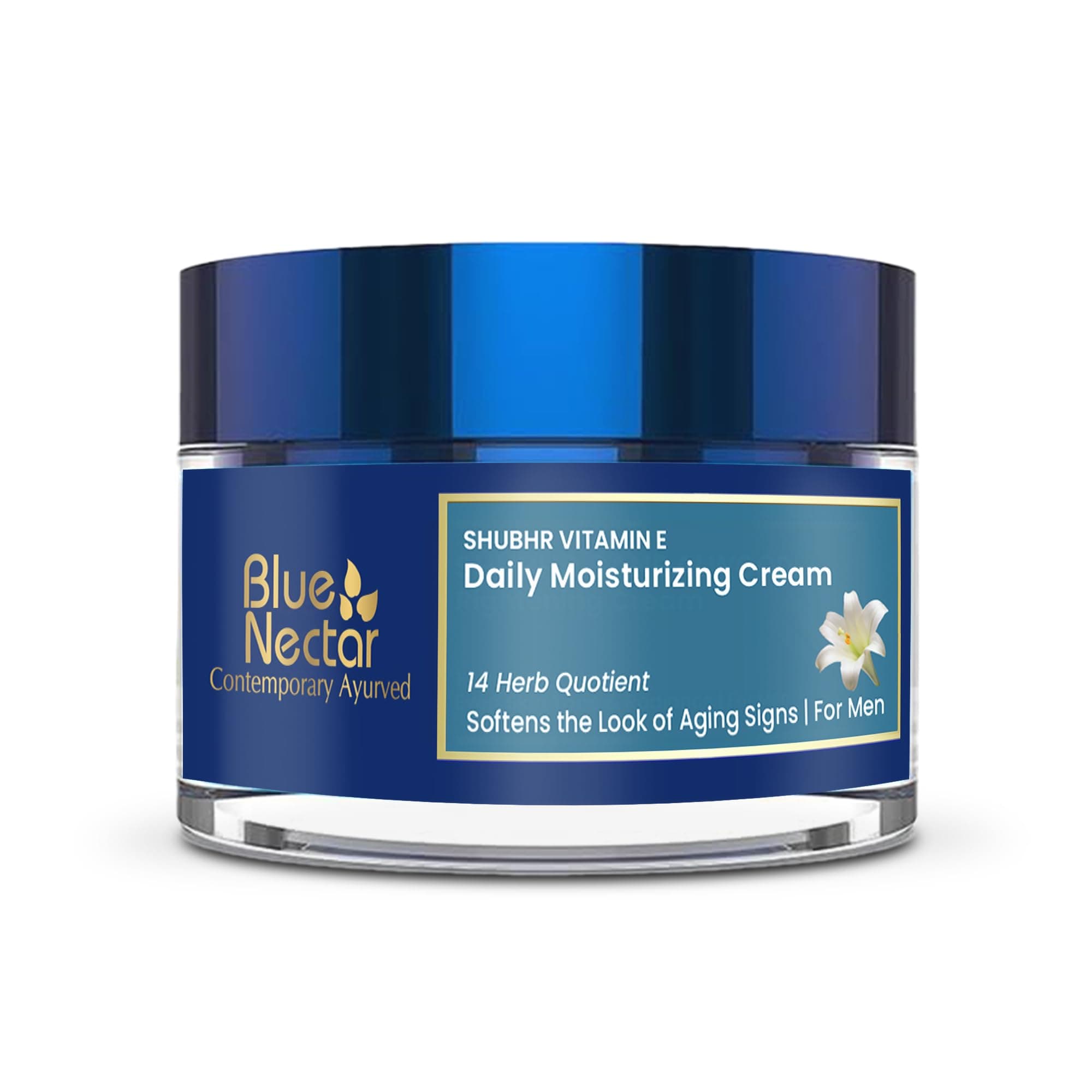 Blue Nectar Face Cream for Men Daily Moisturizing Anti Aging Cream for Men with Face Glow for Oily Skin and Normal Skin (14 Herbs, 50g)