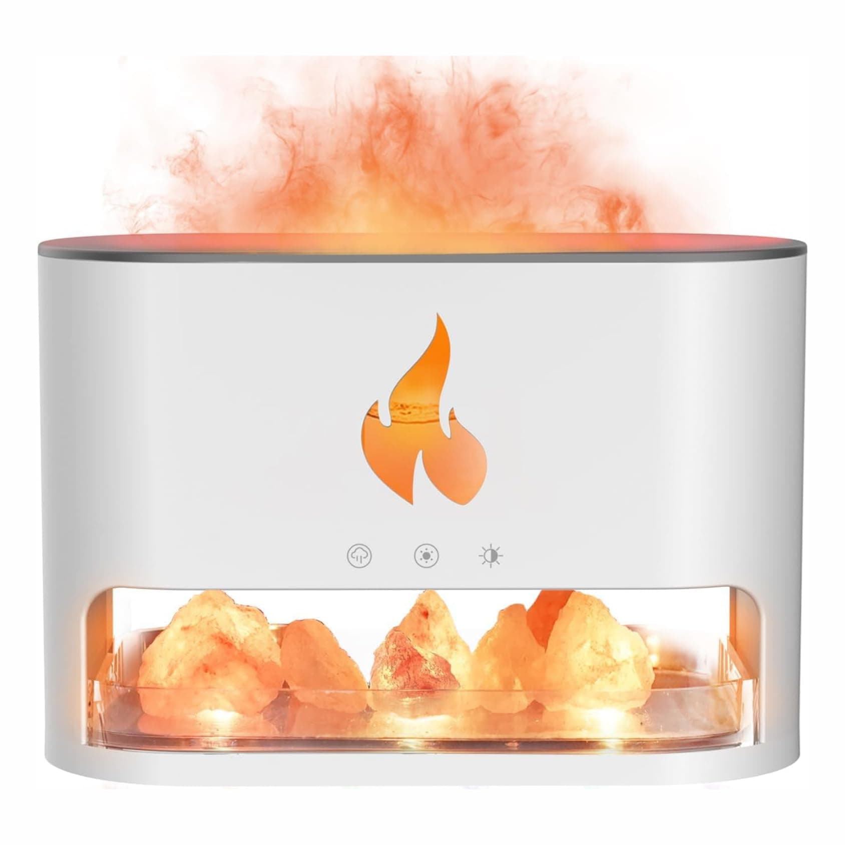 STOREVISE Humidifier Flame Diffuser, Aromatherapy Essential Oil Diffuser, Himalayan Salt Lamp Diffuser, Cool Mist Ultrasonic Humidifier for Bedroom,Office,Home, Auto Shut-Off -350ml