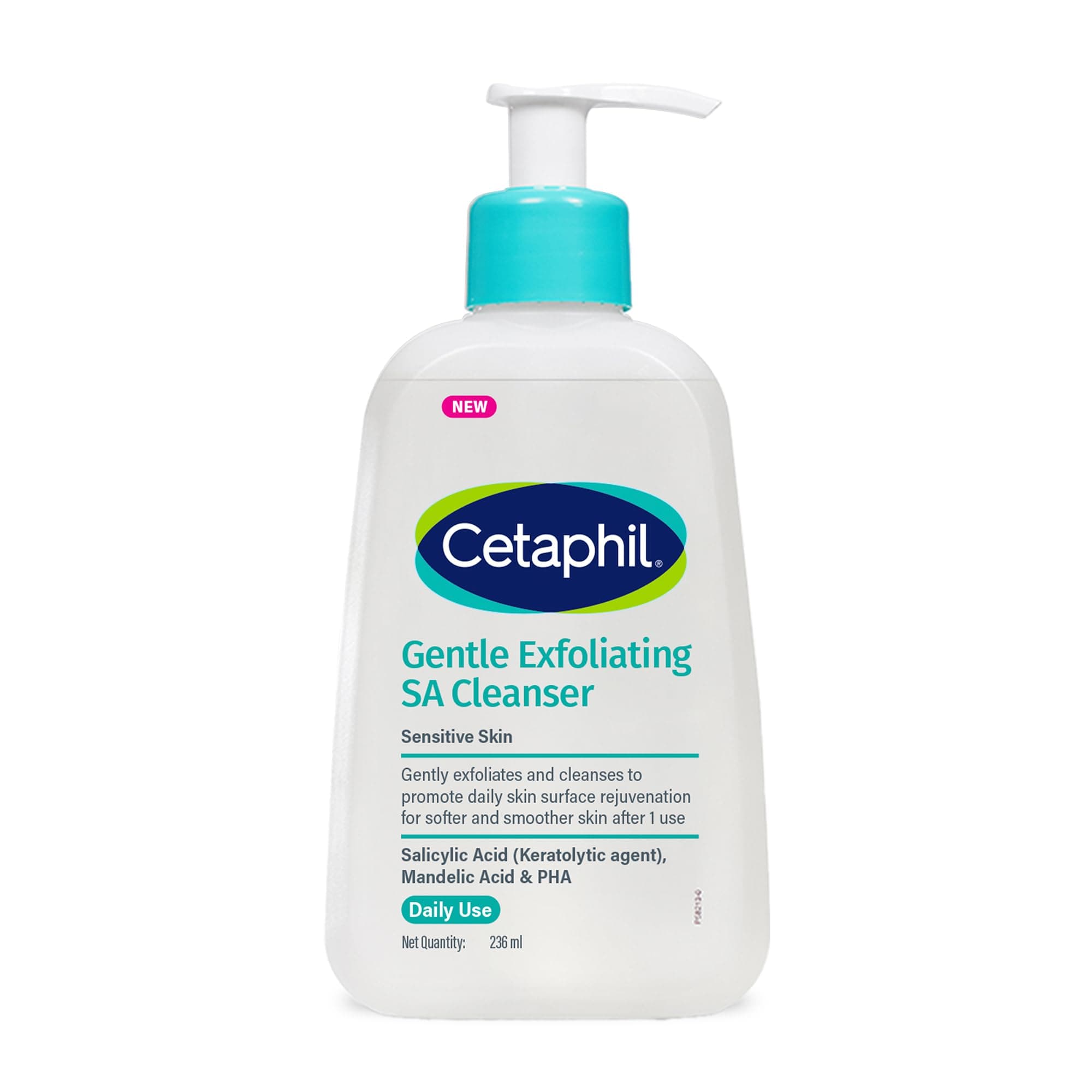 Cetaphil Gentle Exfoliating SA Cleanser 236ml | Foaming Gel Face Wash with Salicylic Acid, Mandelic Acid & Gluconolactone | Gently Exfoliates & Improves Texture | Dermatologist Recommended Brand