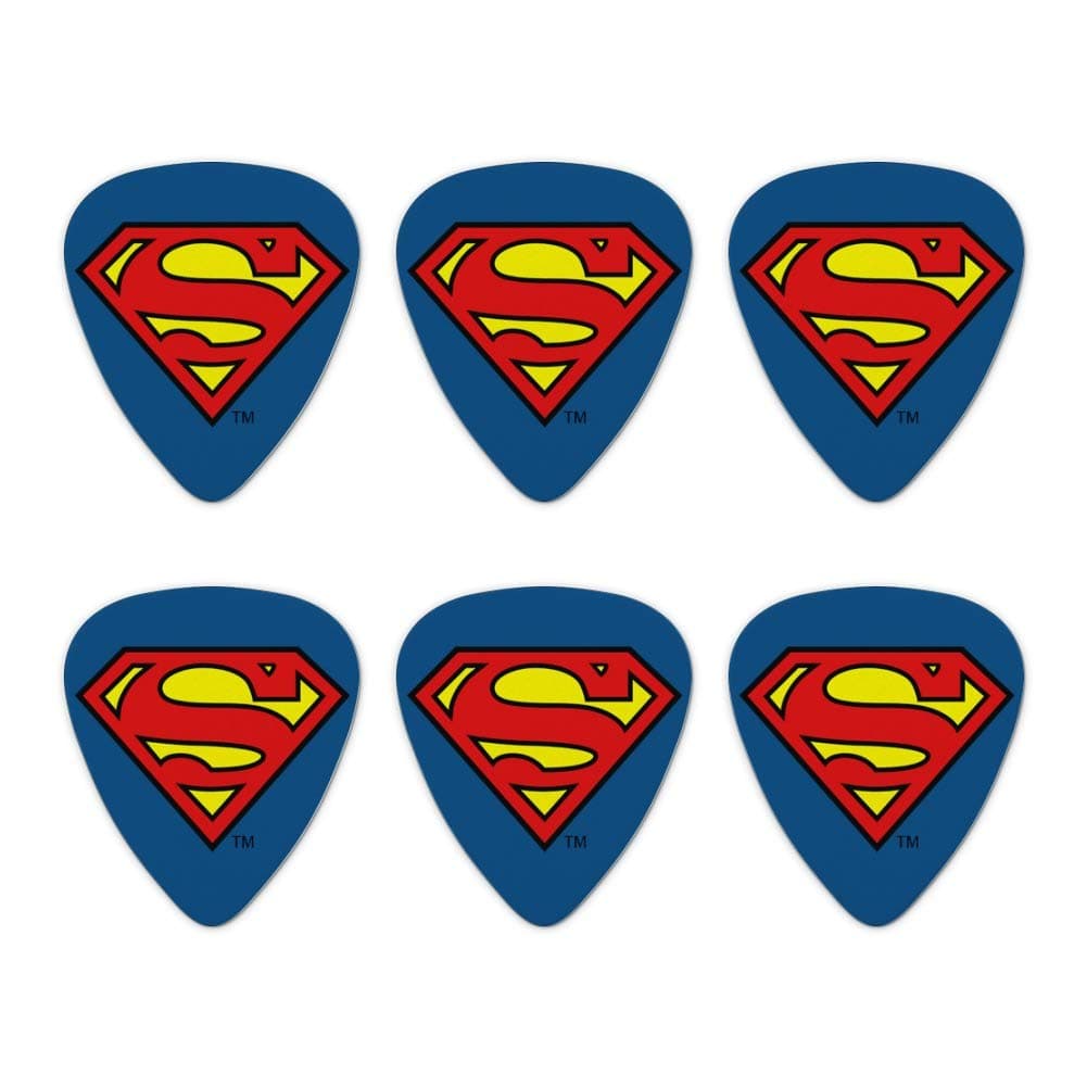 Superman Classic S Shield Logo Novelty Guitar Picks Medium Gauge - Set of 6