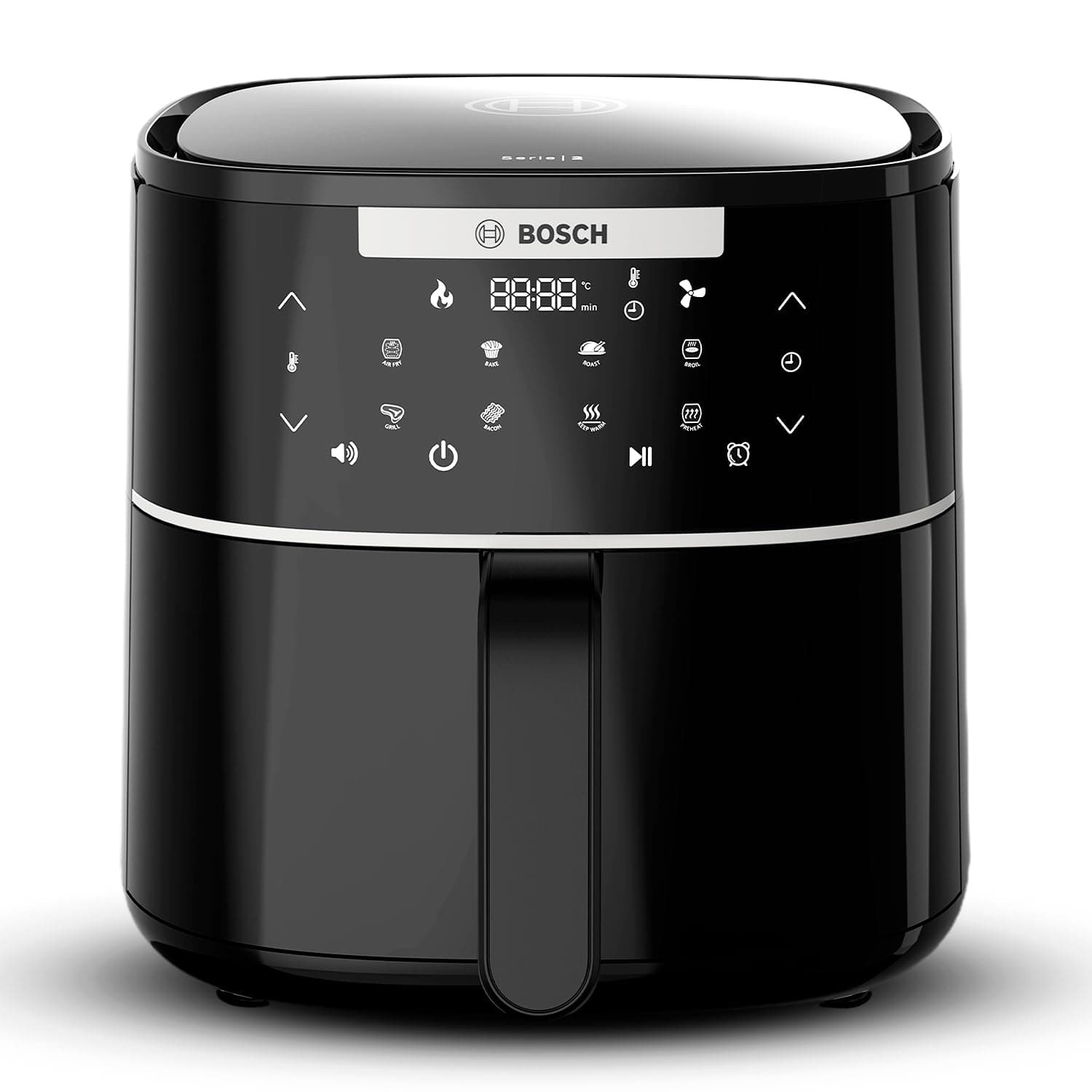 Bosch CrispMaxx Digital Air Fryer 4L | Touch Panel | Adjustable Grid | 6 Preset Menu | Preheat and Keep Warm Function | Alarm Reminder | Uses Upto 95% Less Oil | 2-Year Warranty | Black【MAF240B0IN】