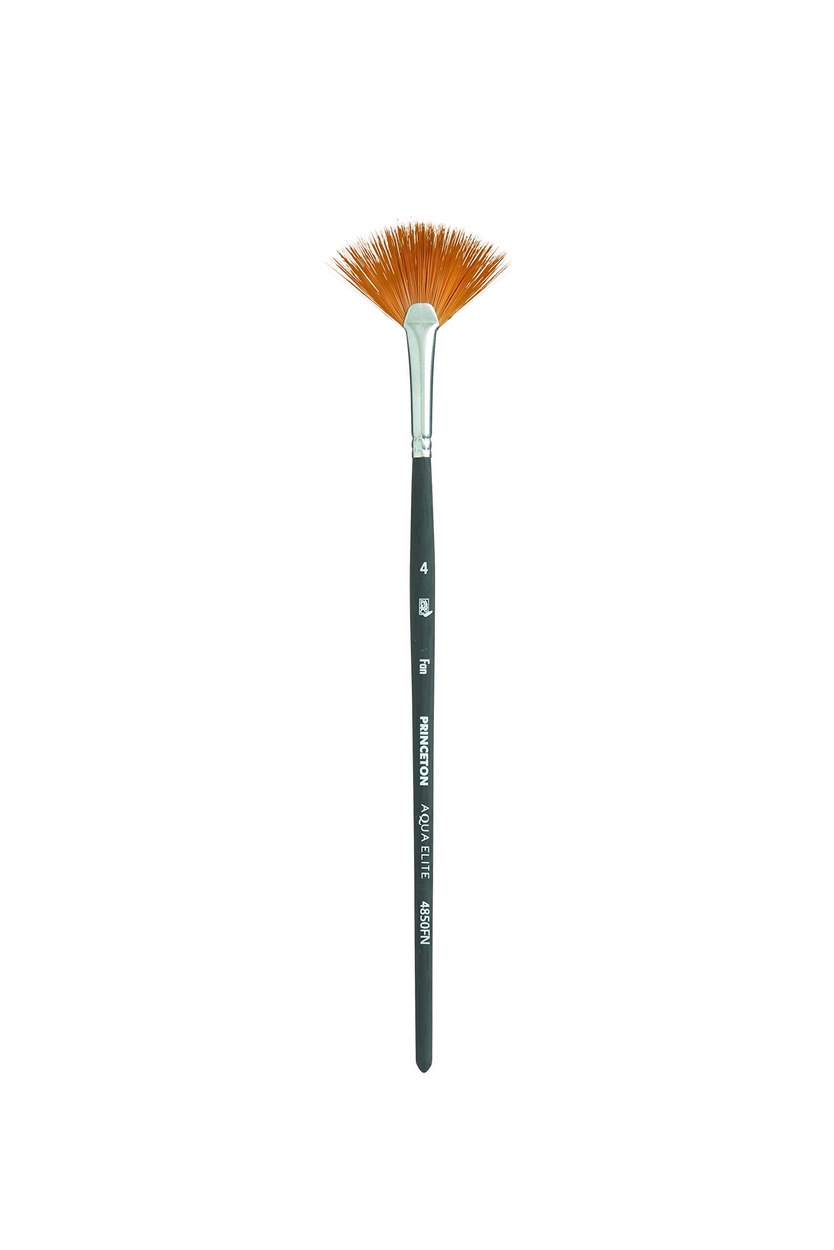Princeton Aqua Elite Short Handle Fan Paint Brush | Precise Brush for Fine Detail | Maximum Colour Holding Capacity | Even & Consistent Flow | Size - No 4