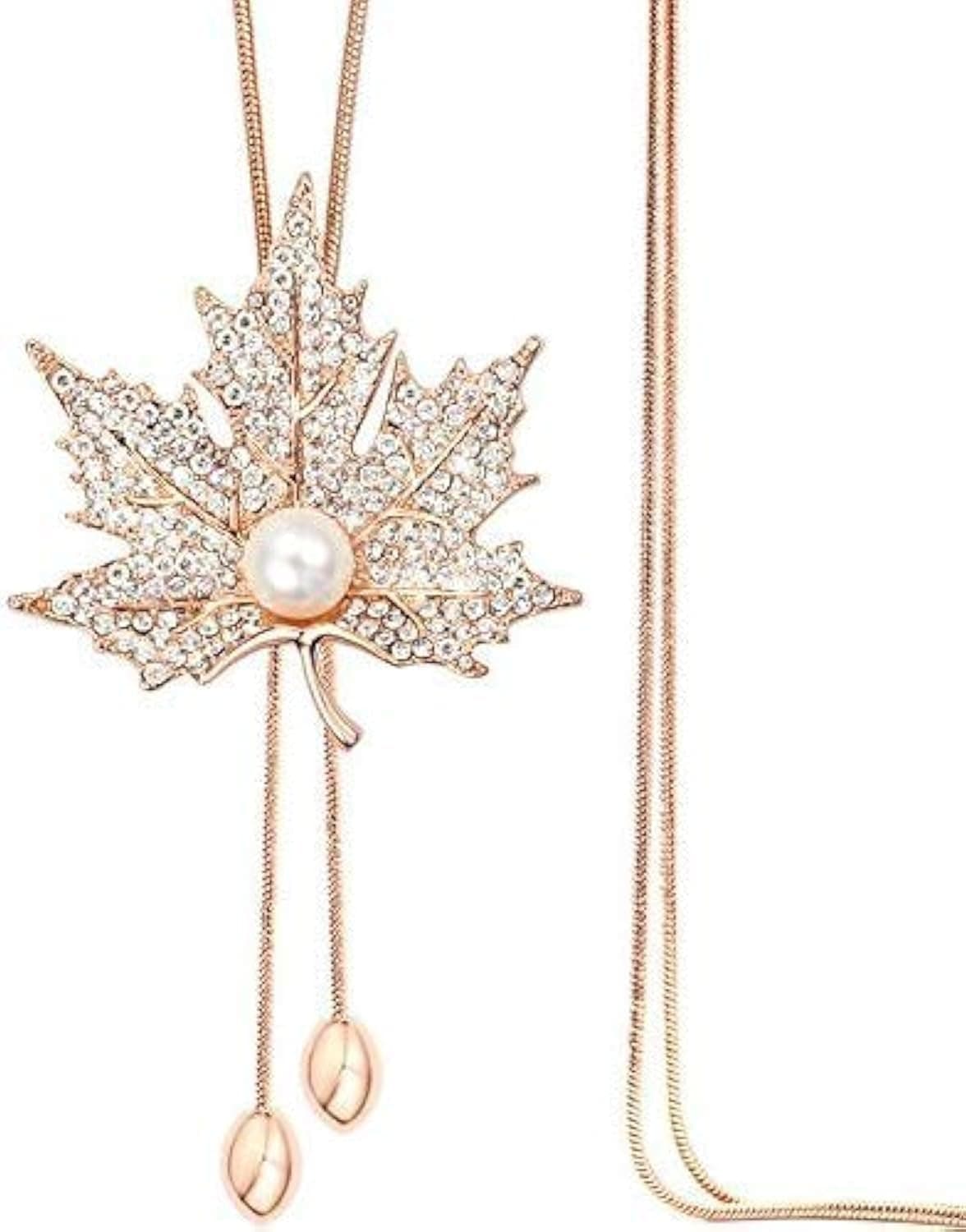 Shining Diva Fashion Latest Stylish Design Crystal Flower Long Chain Pendant Pendant for Women (Golden) (10785np)