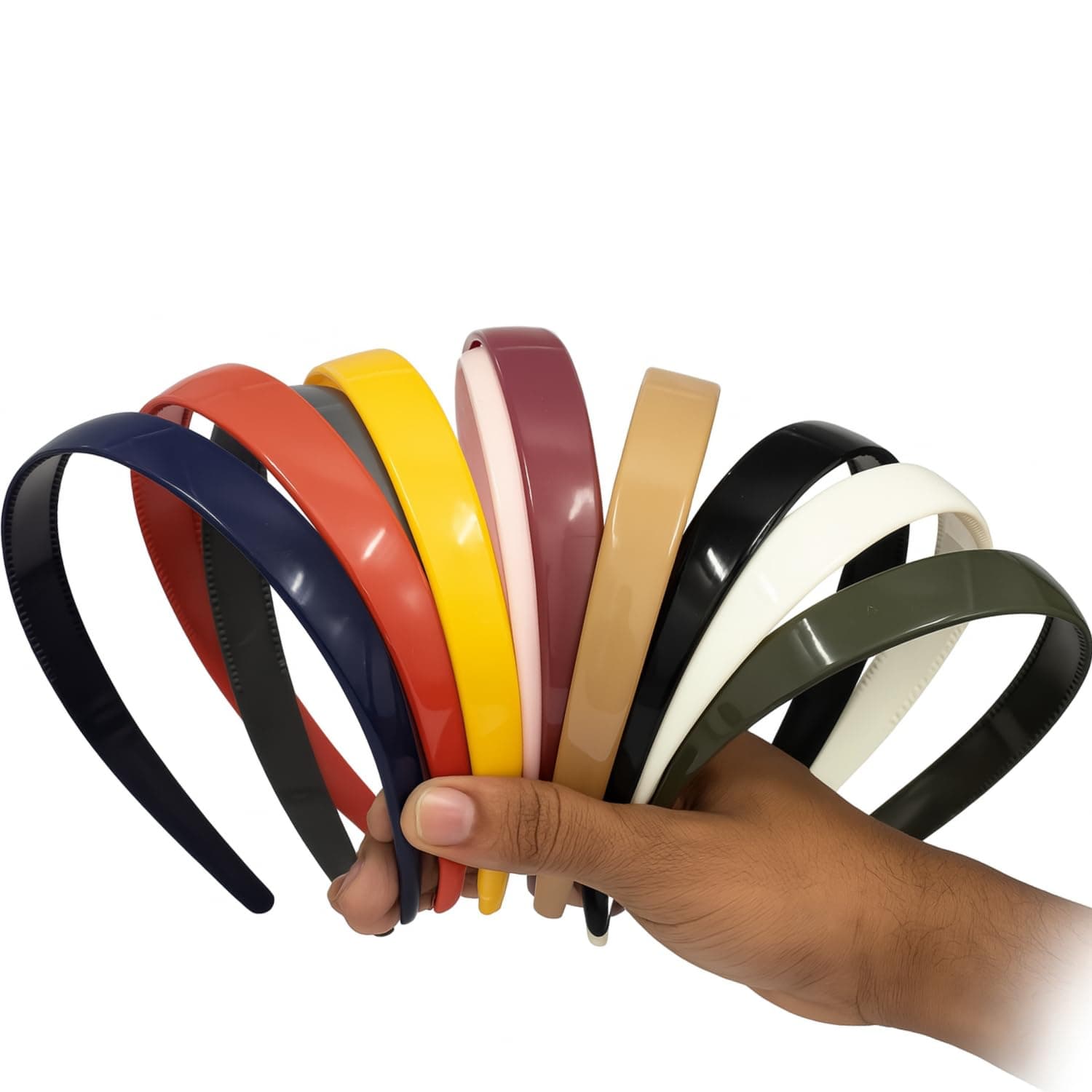 ANNACREATIONS 12 Pcs Plastic Headbands Durable, Lightweight Sports Hair Bands for Women, Girls, Teens & Kids 2cm Non-Slip Hair Accessories (Gloss Finish)