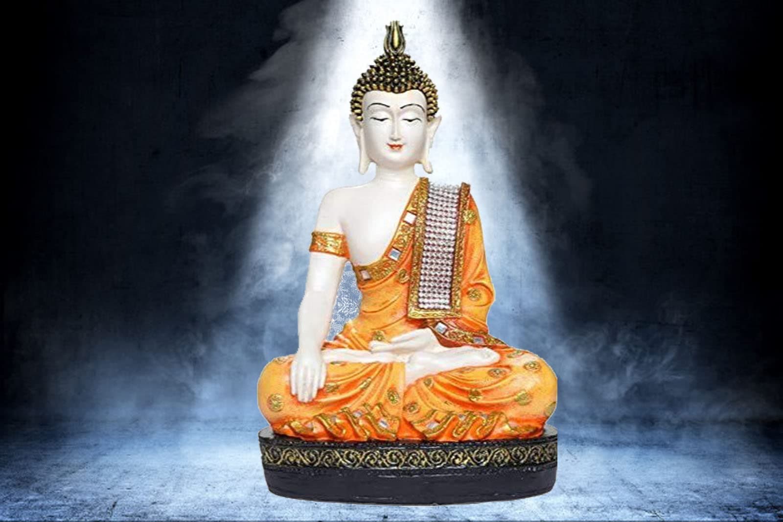 SN HandicraftsPolyresin Sitting Buddha Idol Statue Showpiece for Home Decor Diwali Decoration and Gifting 11inch 1pic