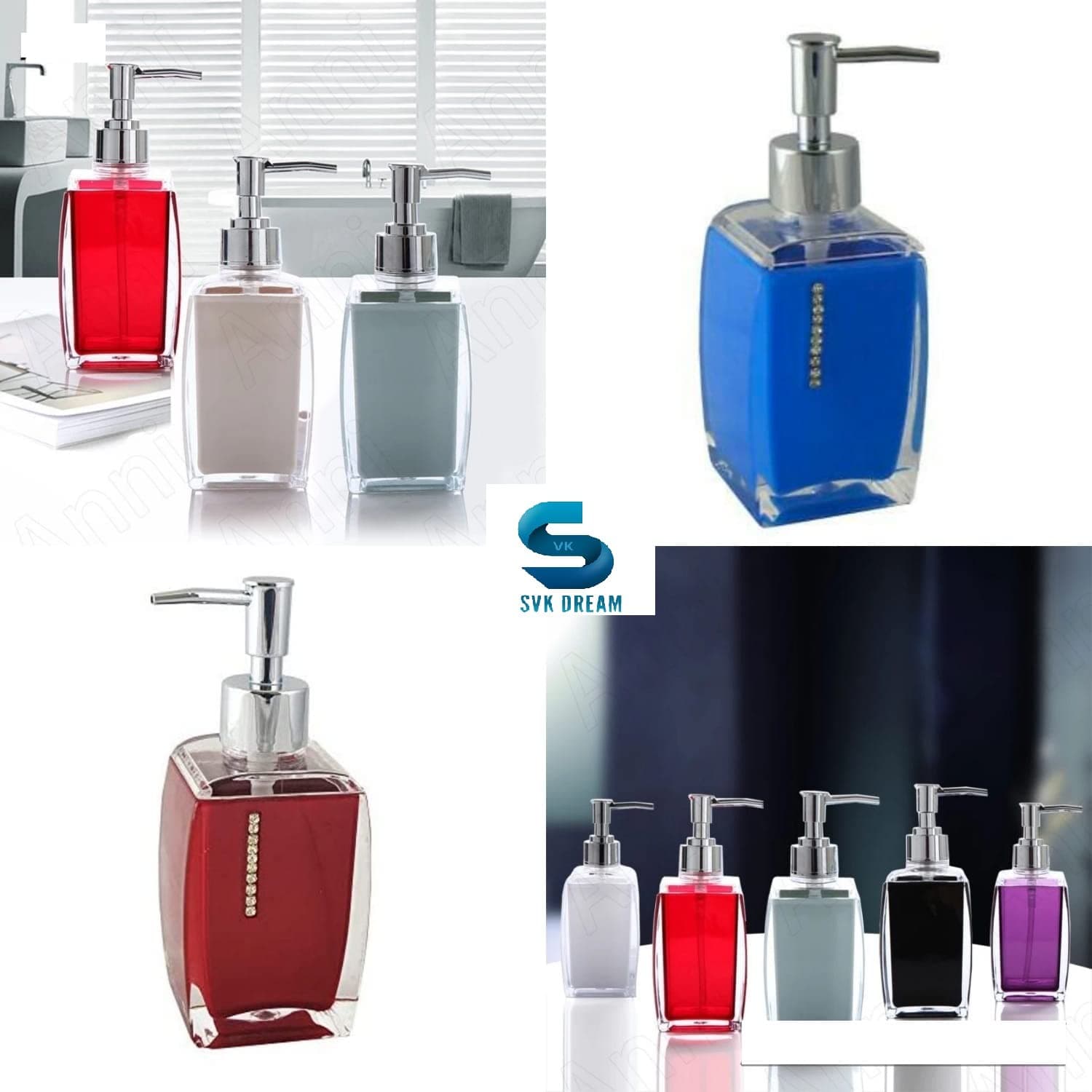 SVK Dream Bathroom Soap Dispenser for Home Decor Bath Accessories. Golden Brown Ceramic Liquid Dispenser for Bathroom & Kitchen Best in Quality (1pc Random Color)