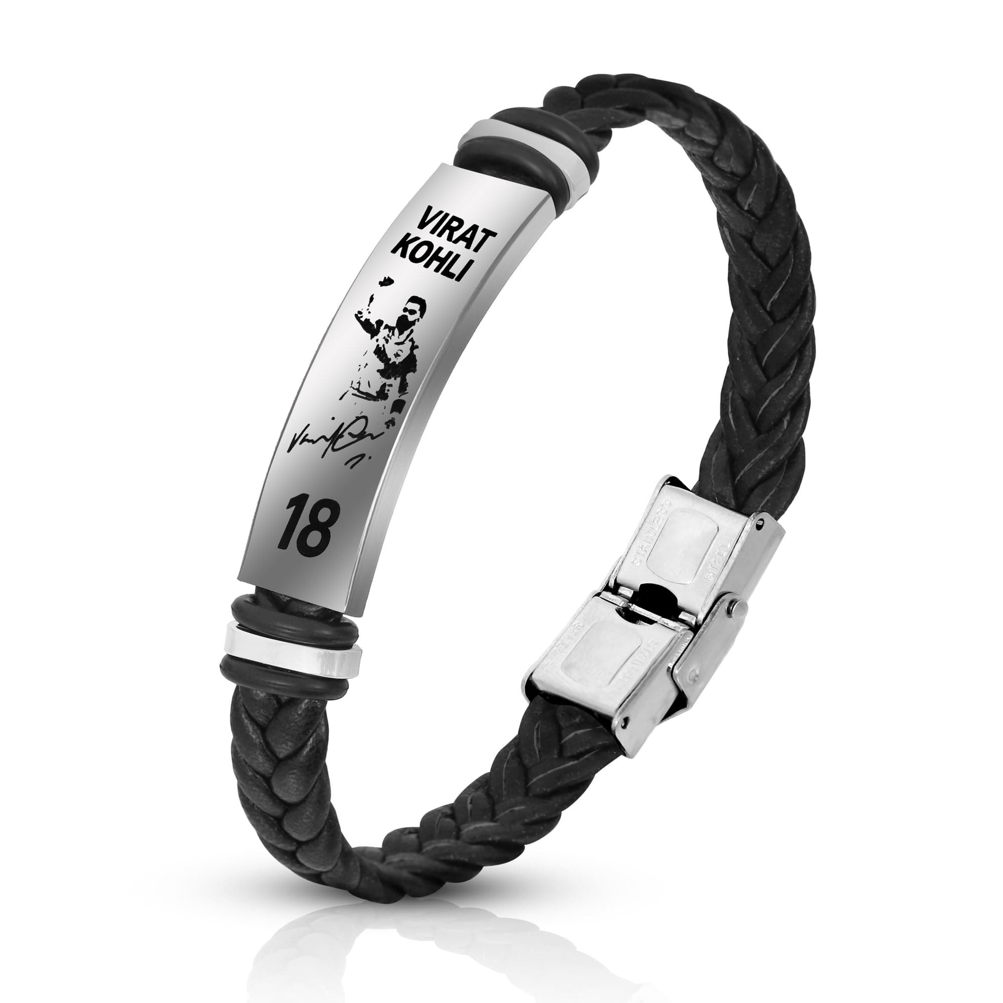 University Trendz Cricket Legend Virat Kohli Bracelet – Century Pose Engraved Design