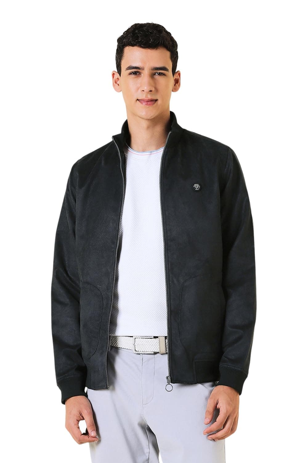 Allen Solly Men's Polyester Modern Stand Up Collar Casual Jacket, Standard Length