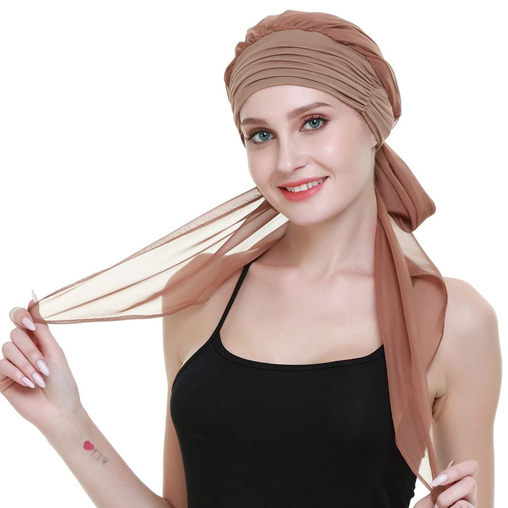 Hair Turban Head Wrap For Women Chemo Bamboo Hats For Cancer Easy Tie Bandana