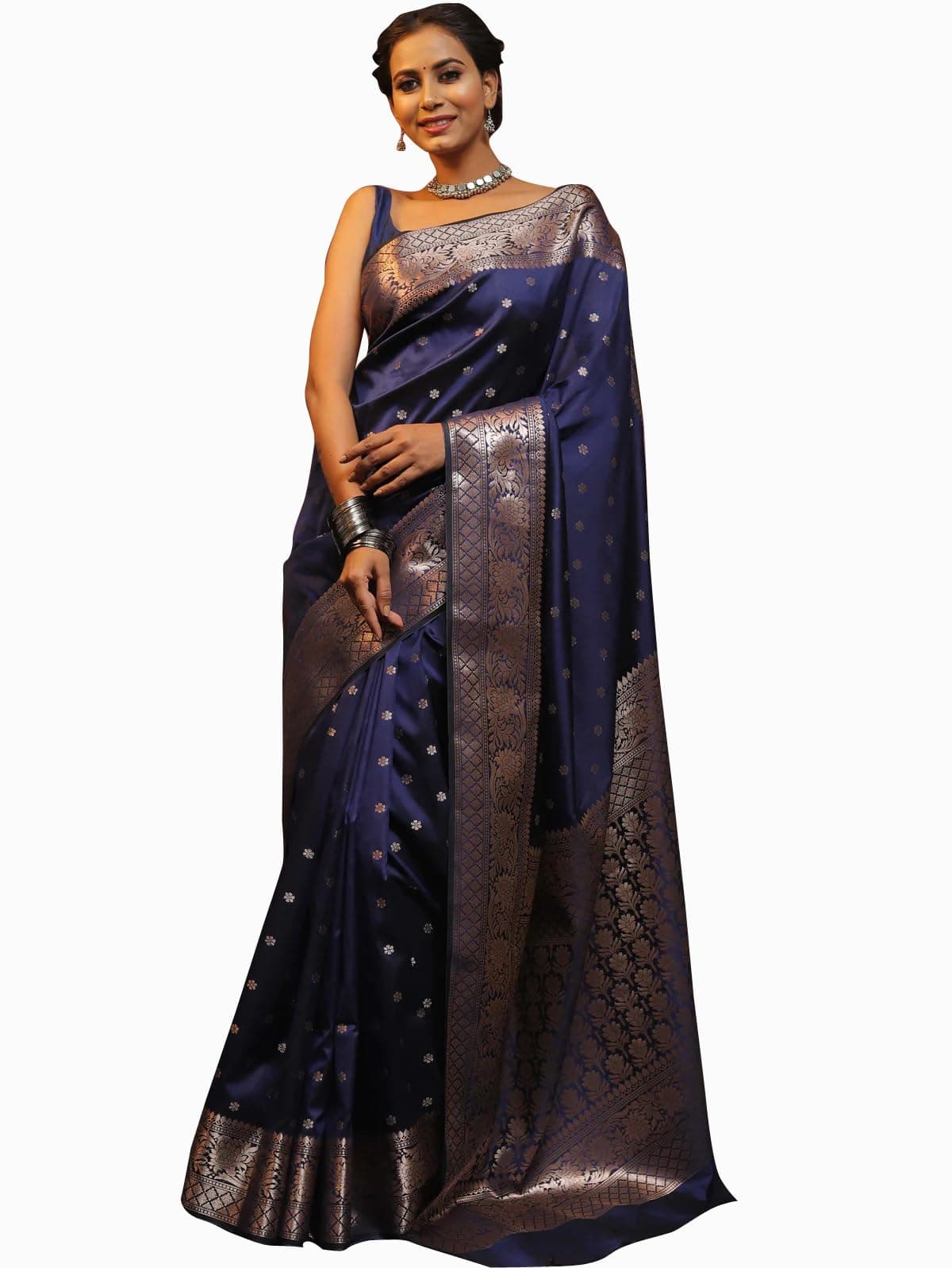 Avantika Fashion Women's Kanjivaram Soft Pure Silk Banarasi Sarees With Blouse Piece, Blue