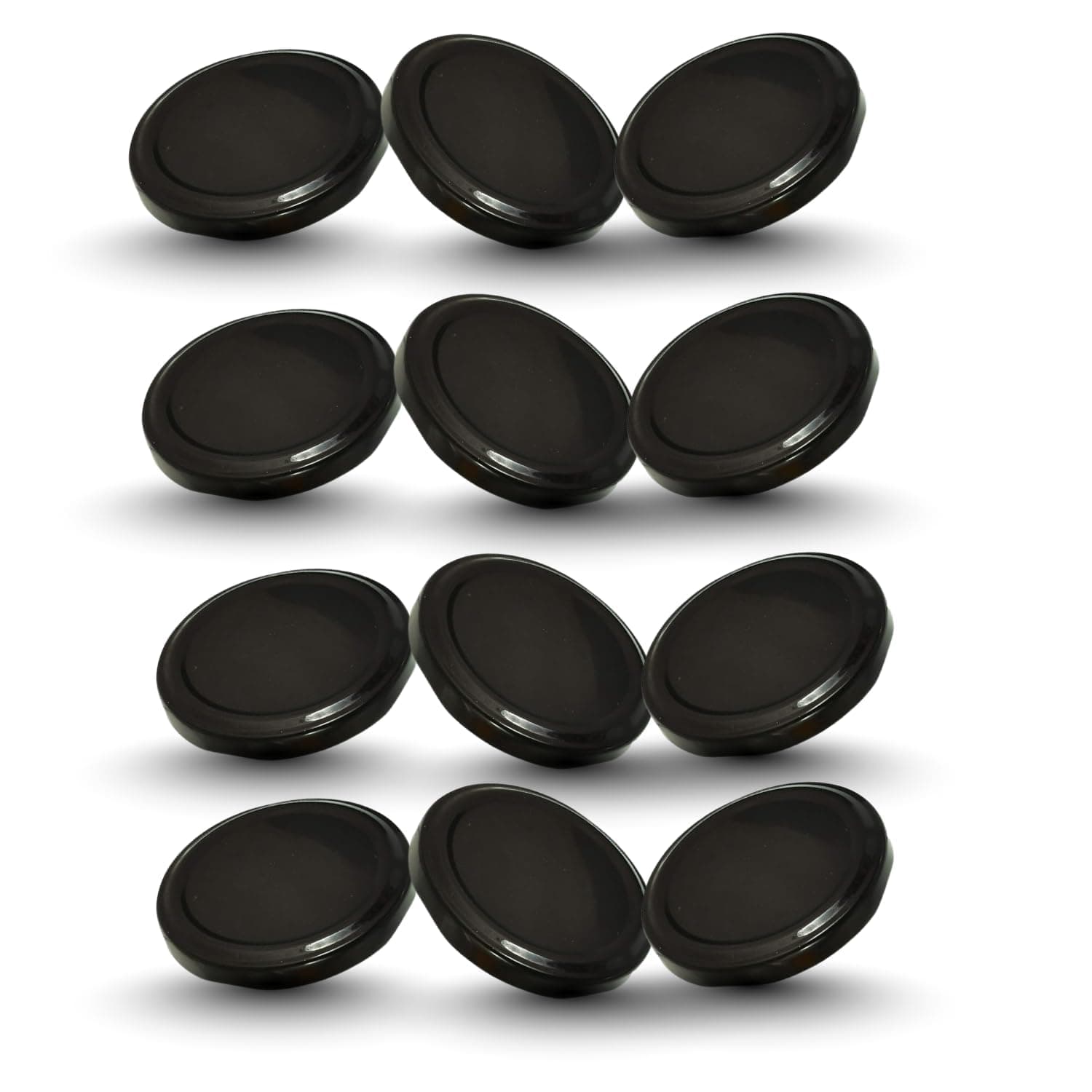Machak Glass Jar Lids Only 63mm | For 63 mm Mouth Jars (Black, 12Pcs)