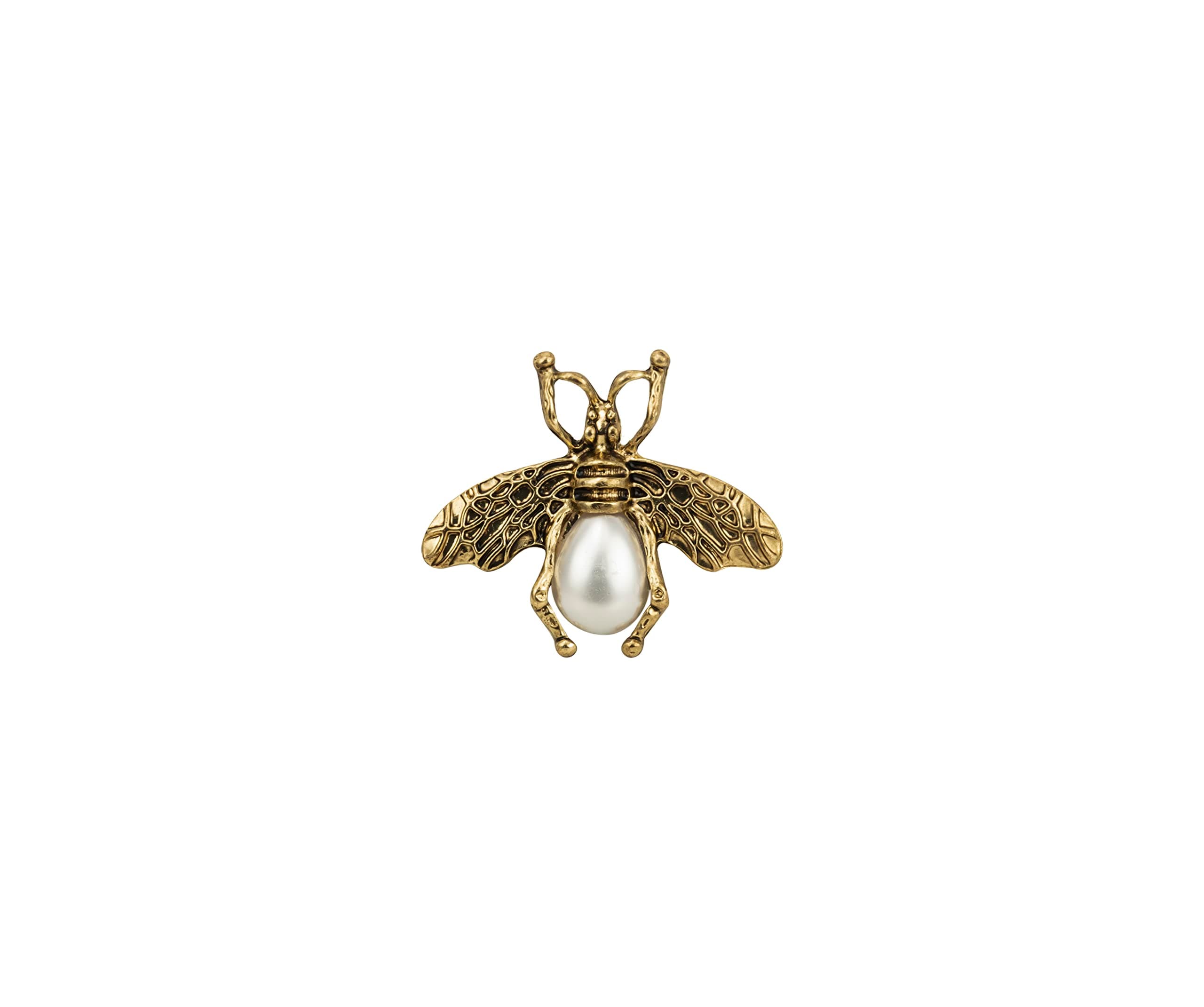 Knighthood White Pearl And Oxidised Gold Finish Bee Brooch, Suit Stud, Shirt Studs, Lapel Pin Accessories for Men Women
