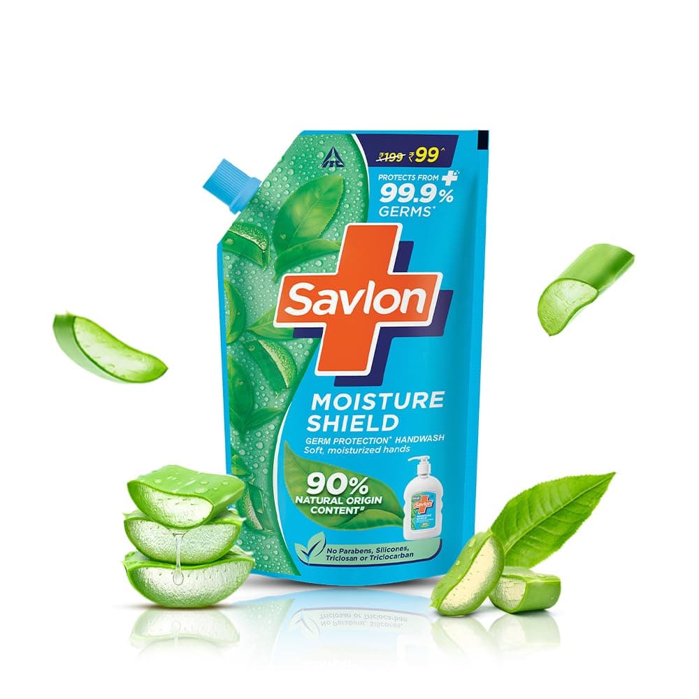 ITC Savlon Moisture Shield Germ Protection Liquid Handwash Refill Pack 650ml | 99.9% Germ Protection | 90% Natural Origin Ingredients | Value Refill Hand wash | Soft Moisturized Hands
