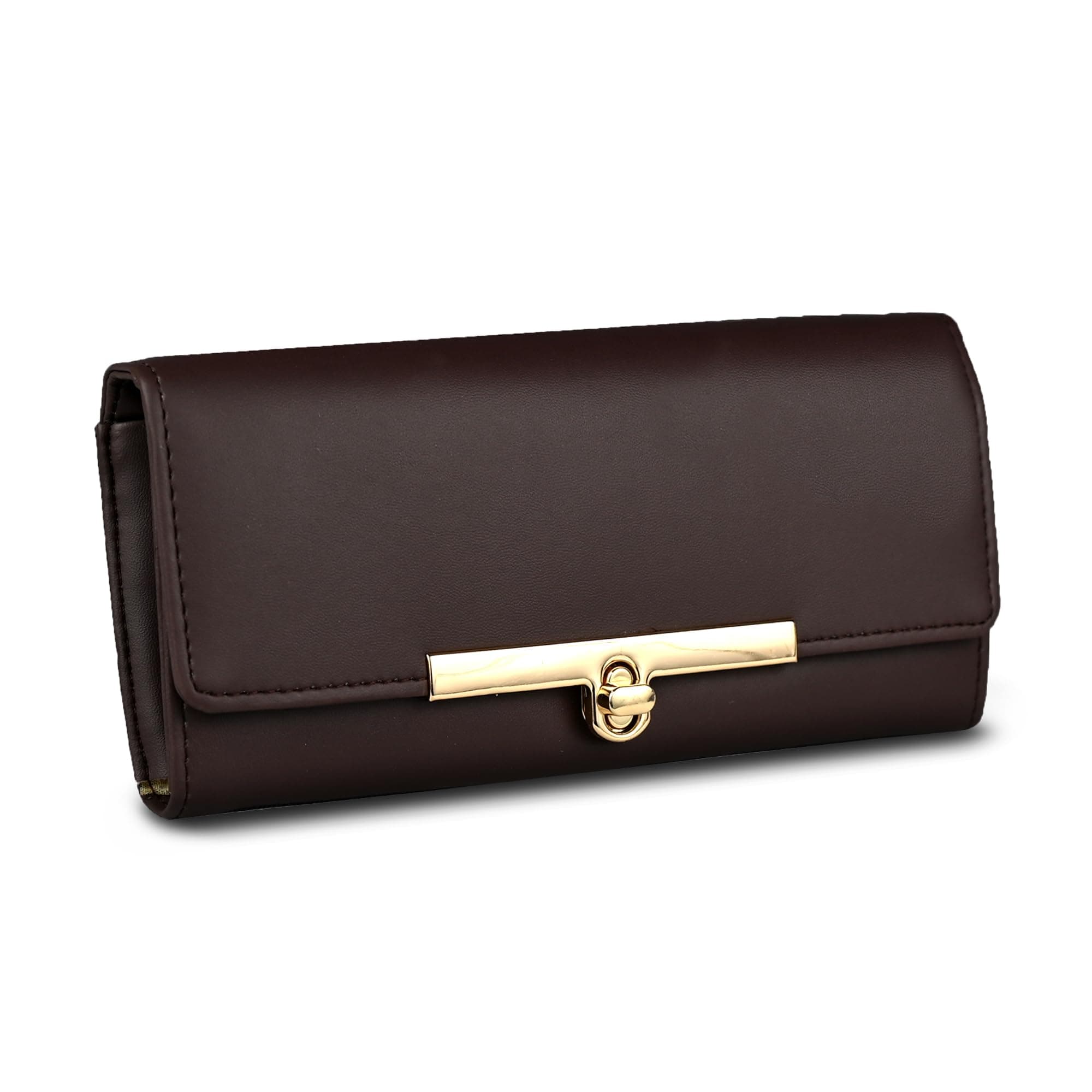 ALSU Women's Wallet | Stylish Purse for with Phone Pocket,4 Card Pocket and Multiple Compartment| Party Clutch for Girl | Lock Closure | Travel Hand Purse for Women| Office Bag for Women (Brown)