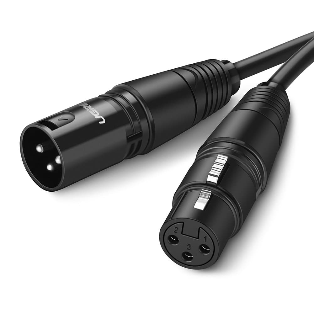 UGREEN Xlr Cable, Xlr Male To Female Microphone Extension Cable 2M For Amplifiers, Microphones, Mixer, Preamp, Speaker System Or Other Professional Recording (Black)
