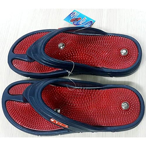 ANCS Acupressure and Magnetic Slippers for Blood Circulation Foot Massager for Men, Women & Child Size-7 Red