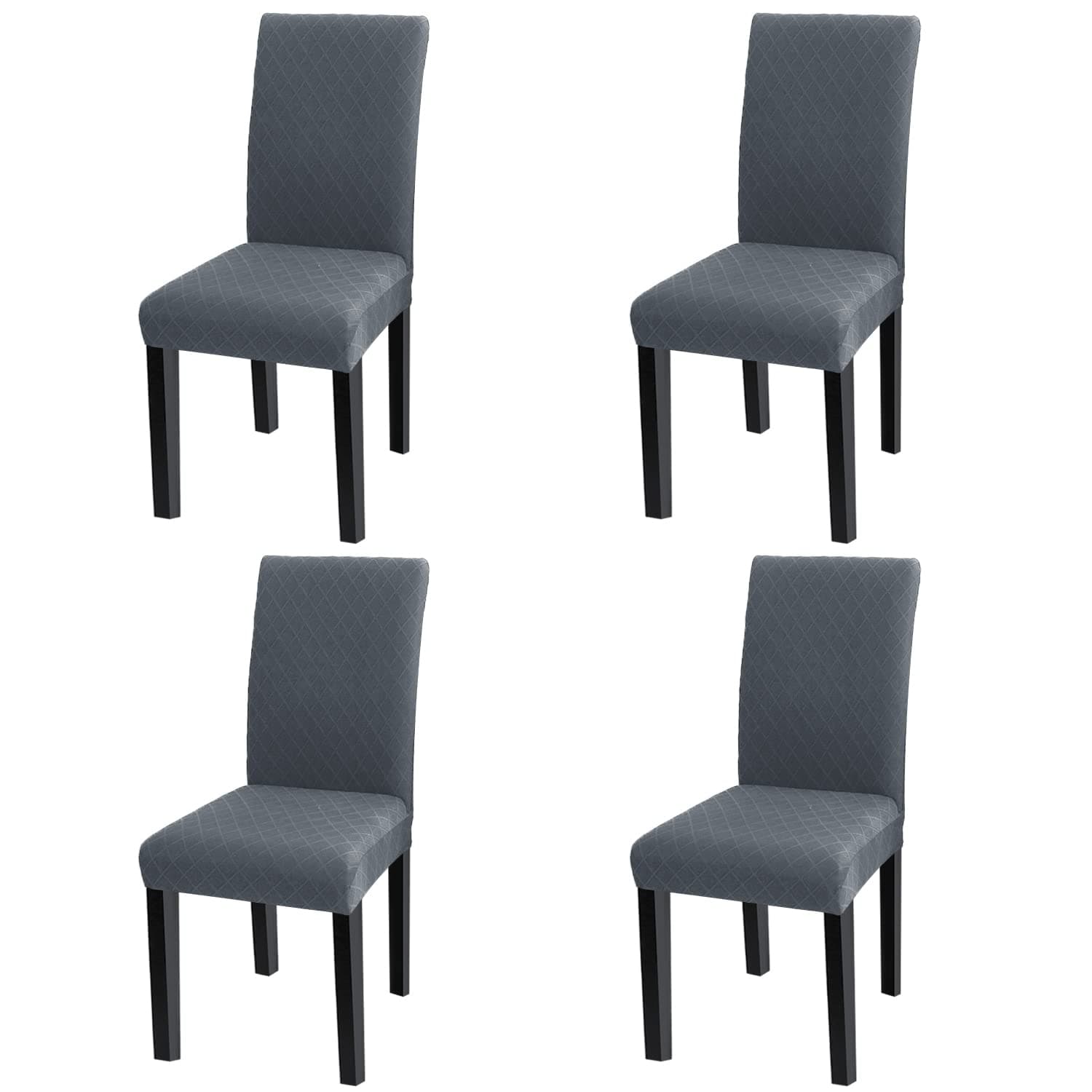 YISUN Dining Chair Covers, Stretch Jacquard Chair Seat Cover Removable Washable Parson Chair Cover Kitchen Chair Protector Slipcovers (Dark Gray, 4)