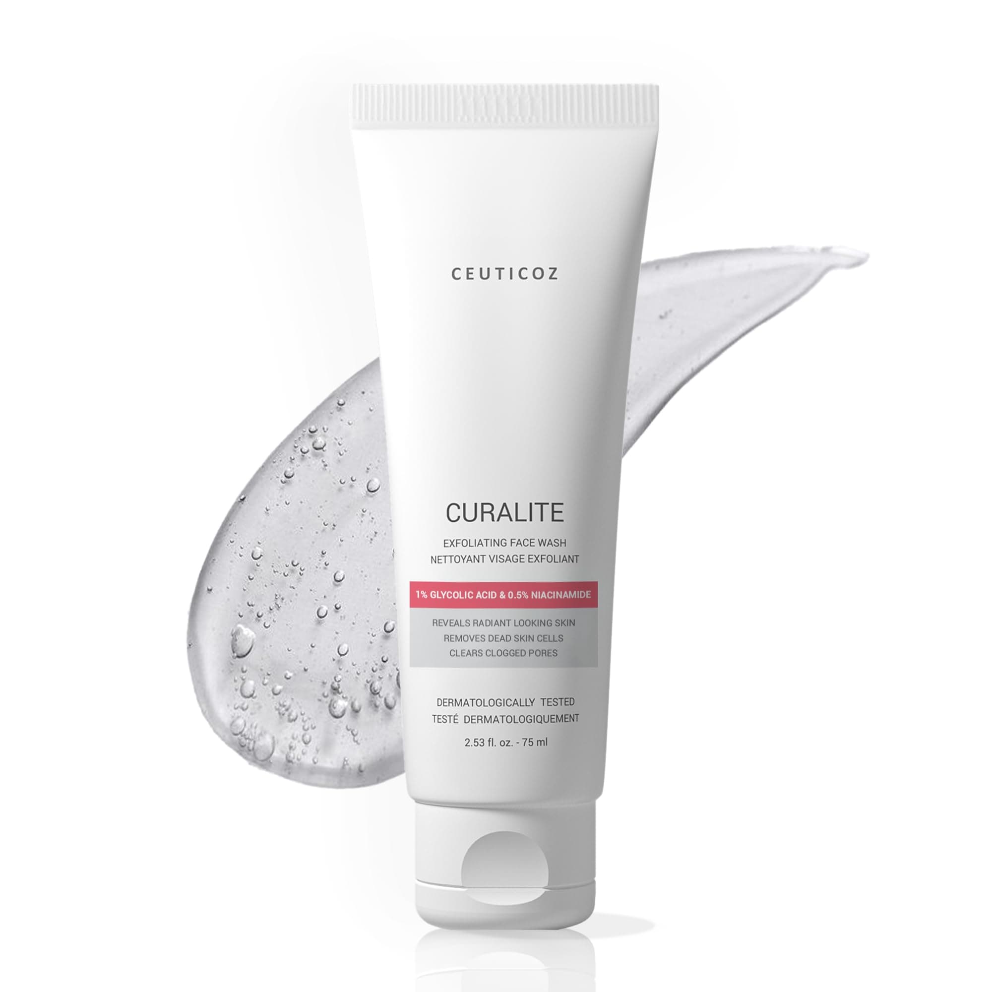 Ceuticoz Curalite Exfoliating Facewash | 0.5% Niacinamide | 75ml