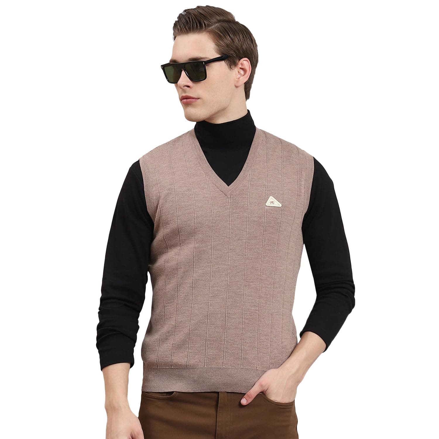 Monte Carlo Oatmeal Multi Solid Sweater | Warm Woolen Pullover for Men | Soft Comfortable Knitted Winter Wear Sweater for Men's