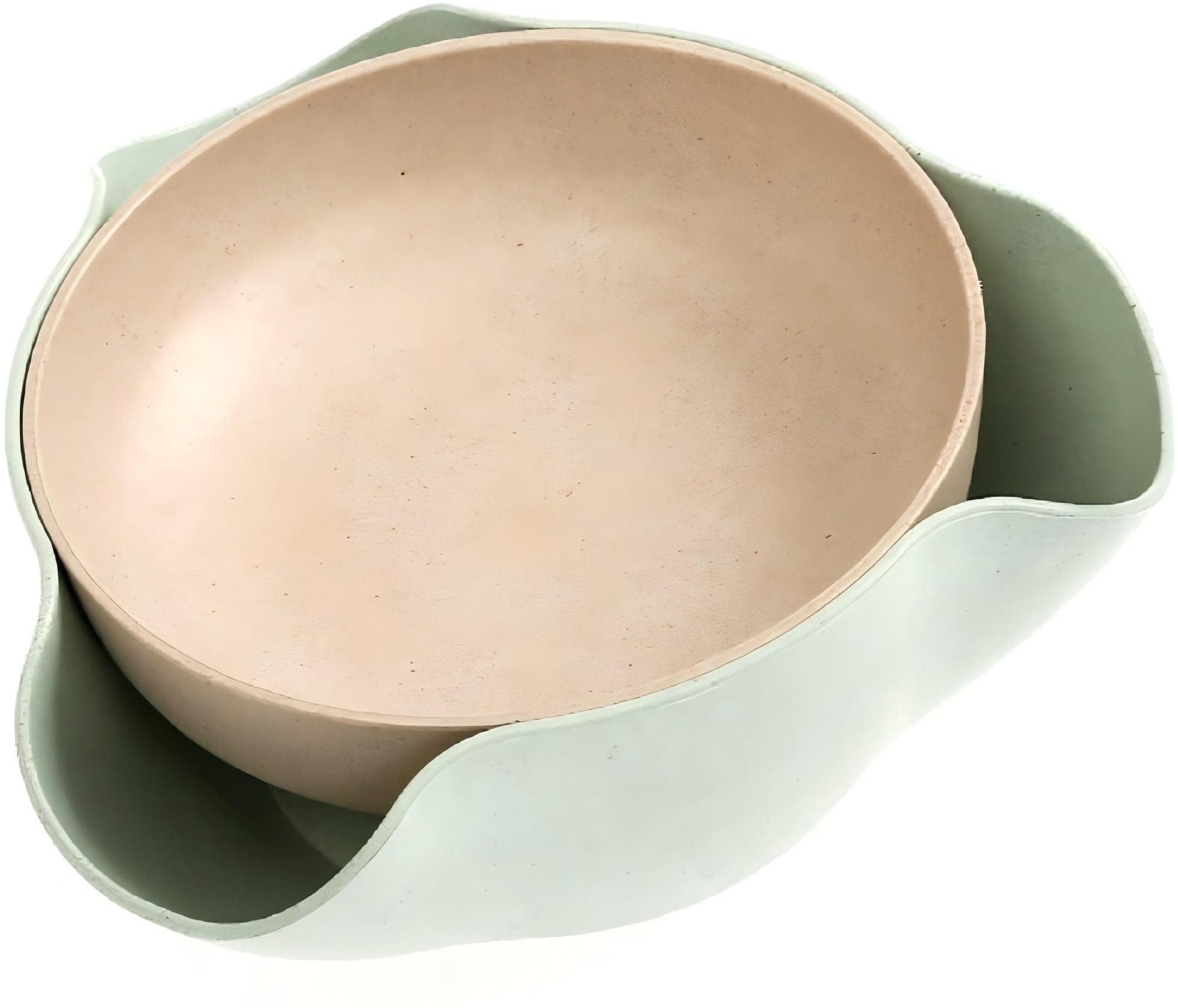 Bamboo's Grocery Double Dish Snack Bowl For Pistachios, Peanuts, Edamame, Cherries, Nuts, with Shell Storage, Green