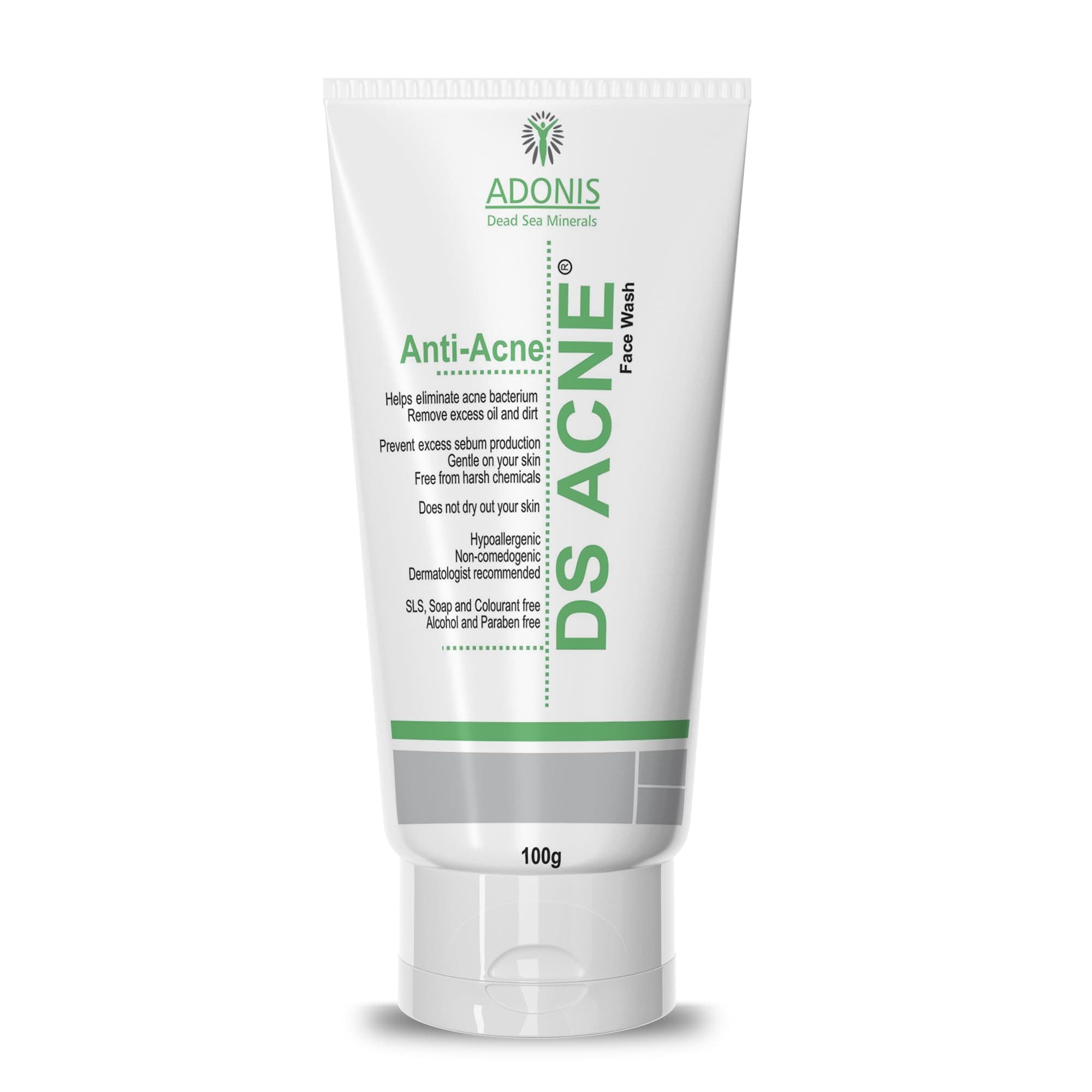 Adonis DS Acne Facewash 100g with Dead Sea Minerals | Anti-Acne Oil Control Face Wash for Pimples, Blackheads & Clear Skin | Deep Cleansing Formula for Oily & Acne-Prone Skin | Dermatologically Tested Pack of 1