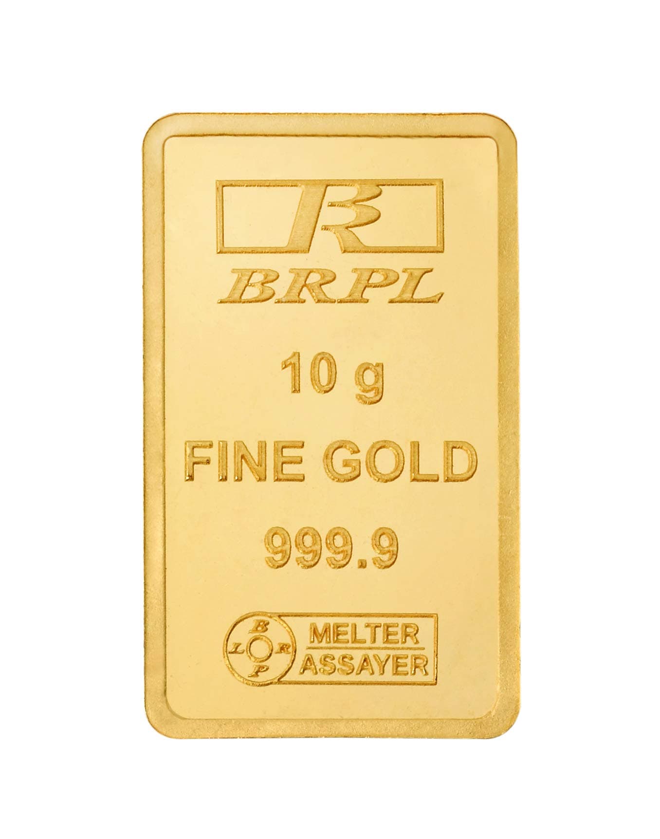 Bangalore Refinery 10 gm, 24k (999.9) Yellow Gold Bar cum Coin