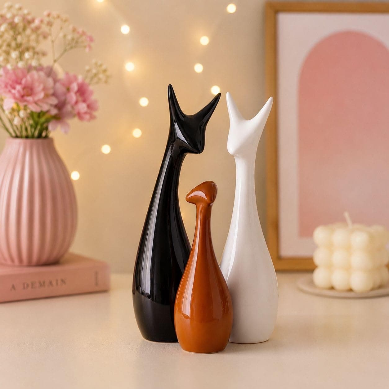 ARTISANS Alley Beautiful Home Decor Lucky Deer Statue Family Ceramic Statues