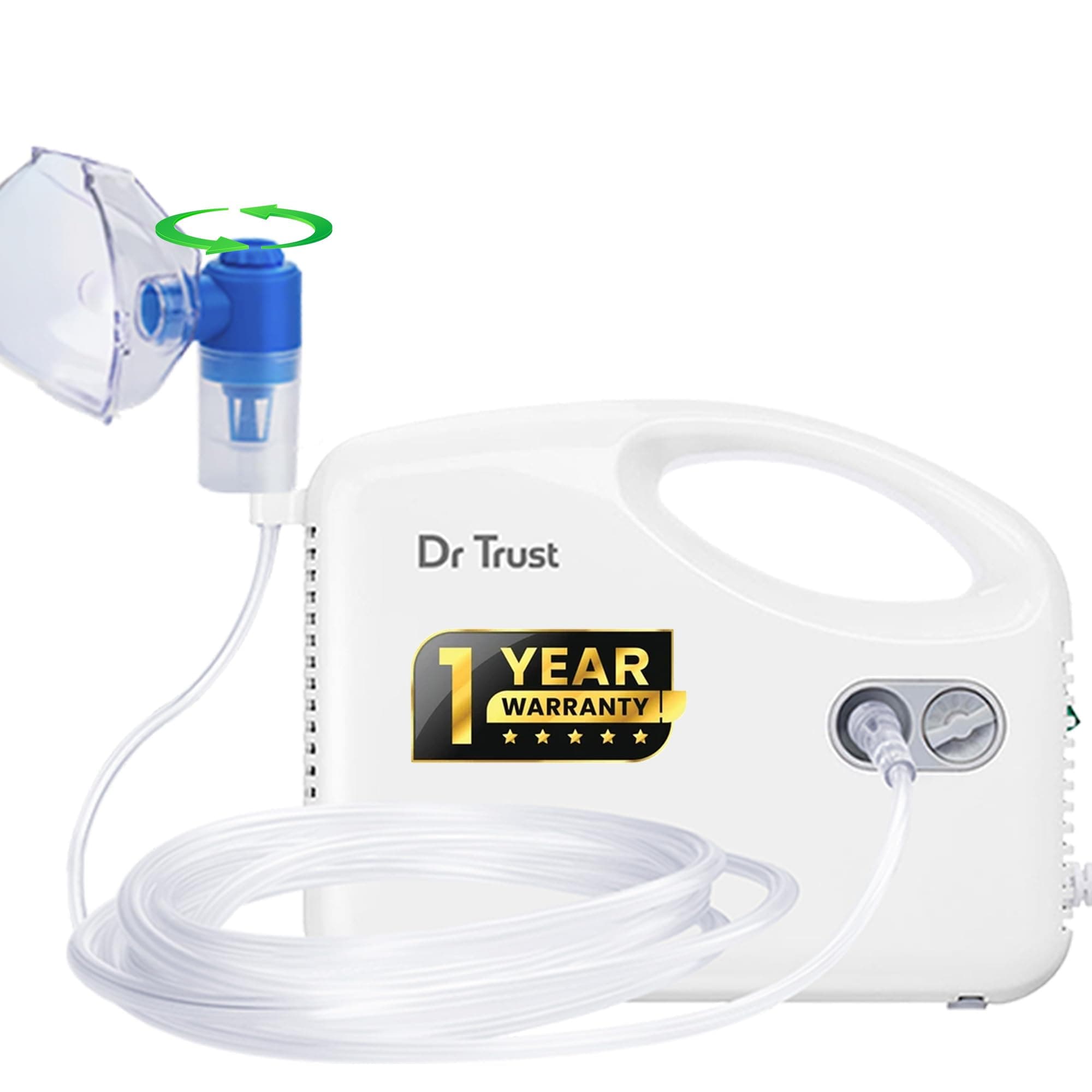 Dr Trust USA Compressor Nebulizer Machine Complete Kit for Adults and Kids with Mask (White)