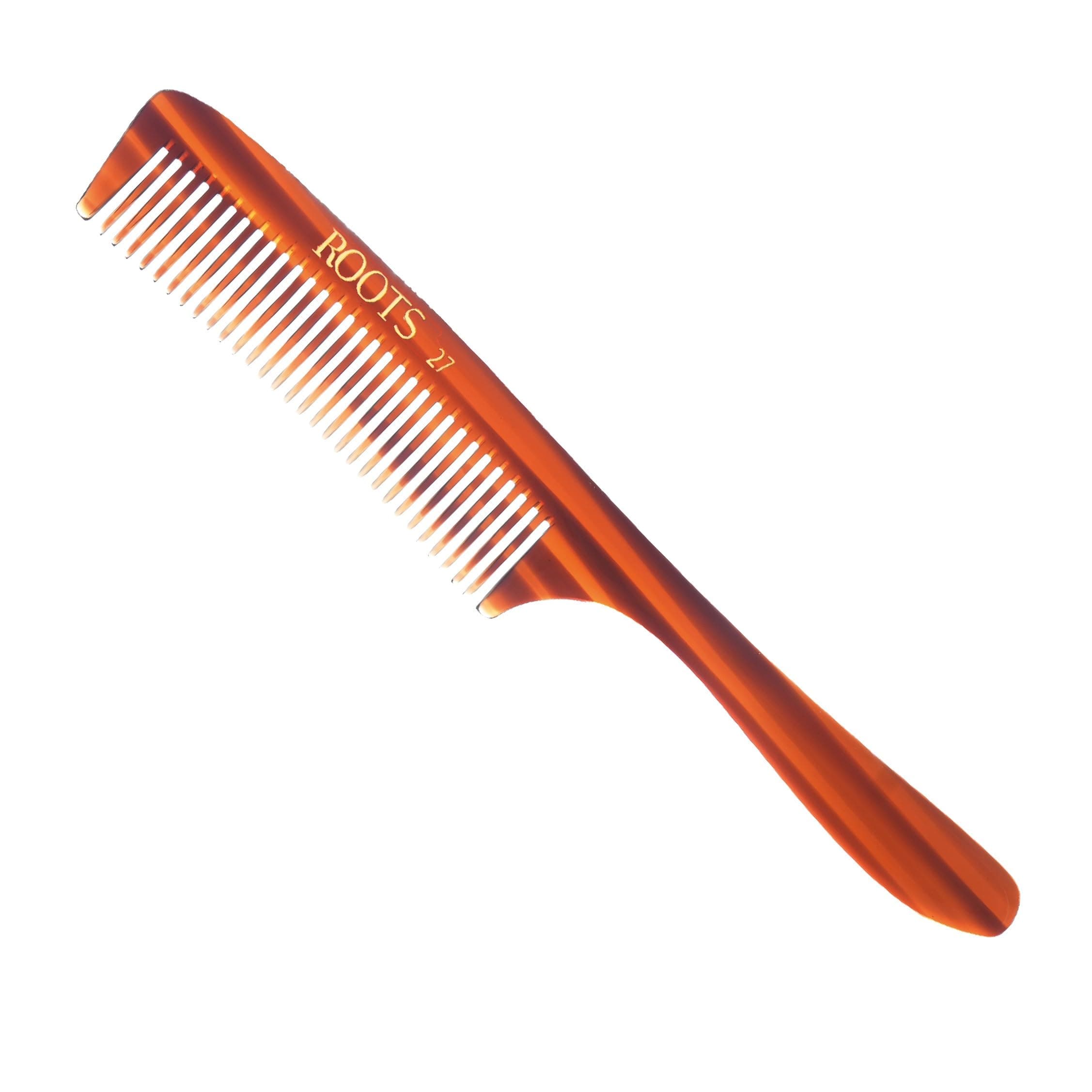 ROOTS Comb with Handle | Fine Teeth For Styling & Detangling | Smooth & Round Teeth prevent Hair Damage | For Women's Straight, Long, Wavy Hair | Wet & Dry use | Length - 7.08 Inch | Model No - 27