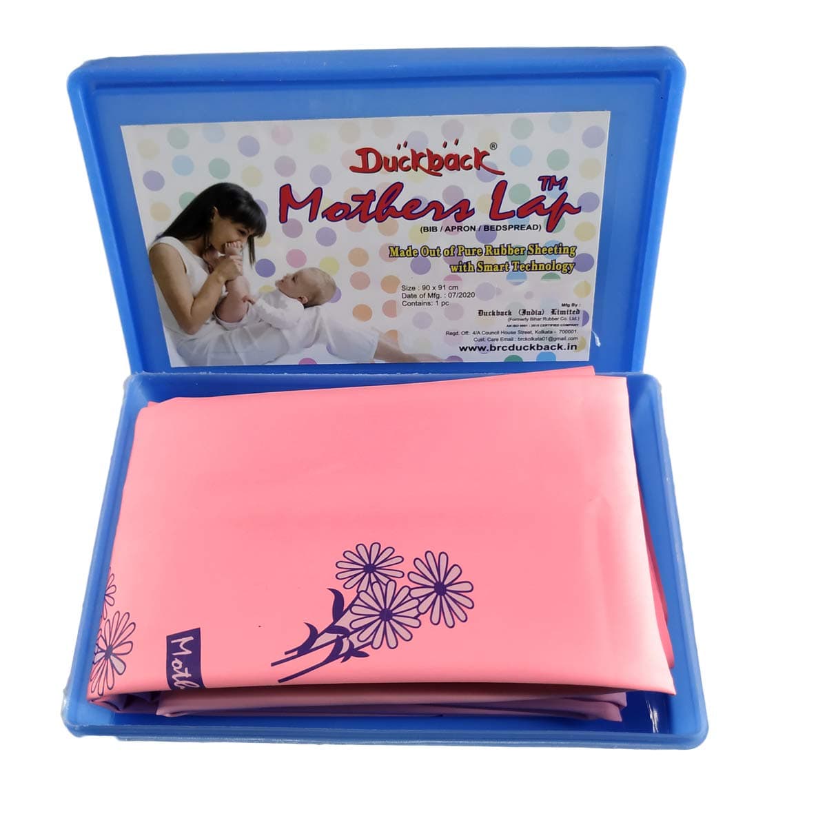 Duckback Soft Pure Rubber Printed Waterproof Mattress Protector Cot Sheet for Single Size Bed (Pink , 90 cm x 90 cm) Pack of 1